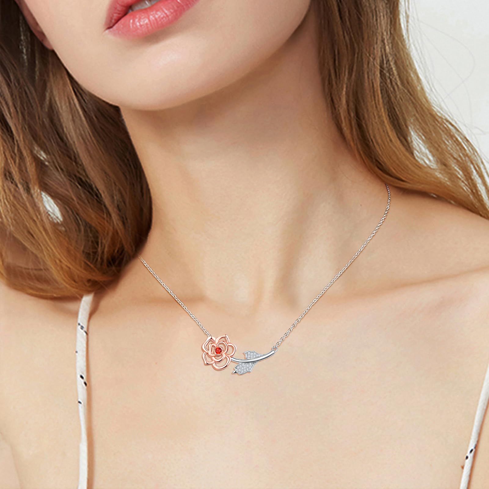 Dreamy Rose Flower Necklace for Women - 925 Sterling Silver Rose Pendant Jewelry | Elegant Birthday, Anniversary & Wedding Gift for Her | Perfect for Romantic Dates, Proposals & Special Occasions