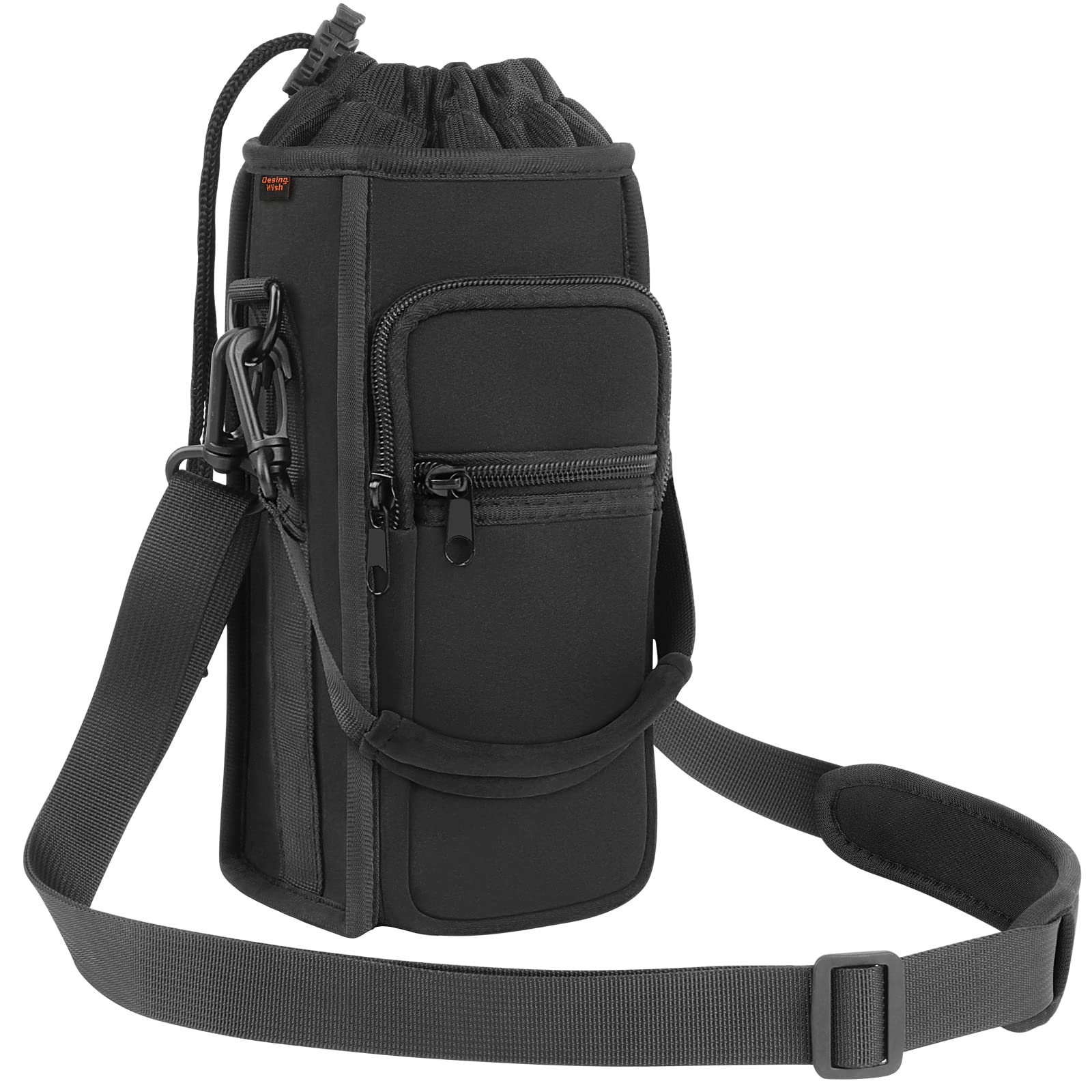 Bike Water Bottle Holder with Shoulder Strap & Pocket - Universal Cup Holder Sling for Mountain Bikes, Walking Strollers, Scooters & Sports Accessories - Durable Bottle Carrier Sleeve for Cycling, Hiking & Outdoor Activities