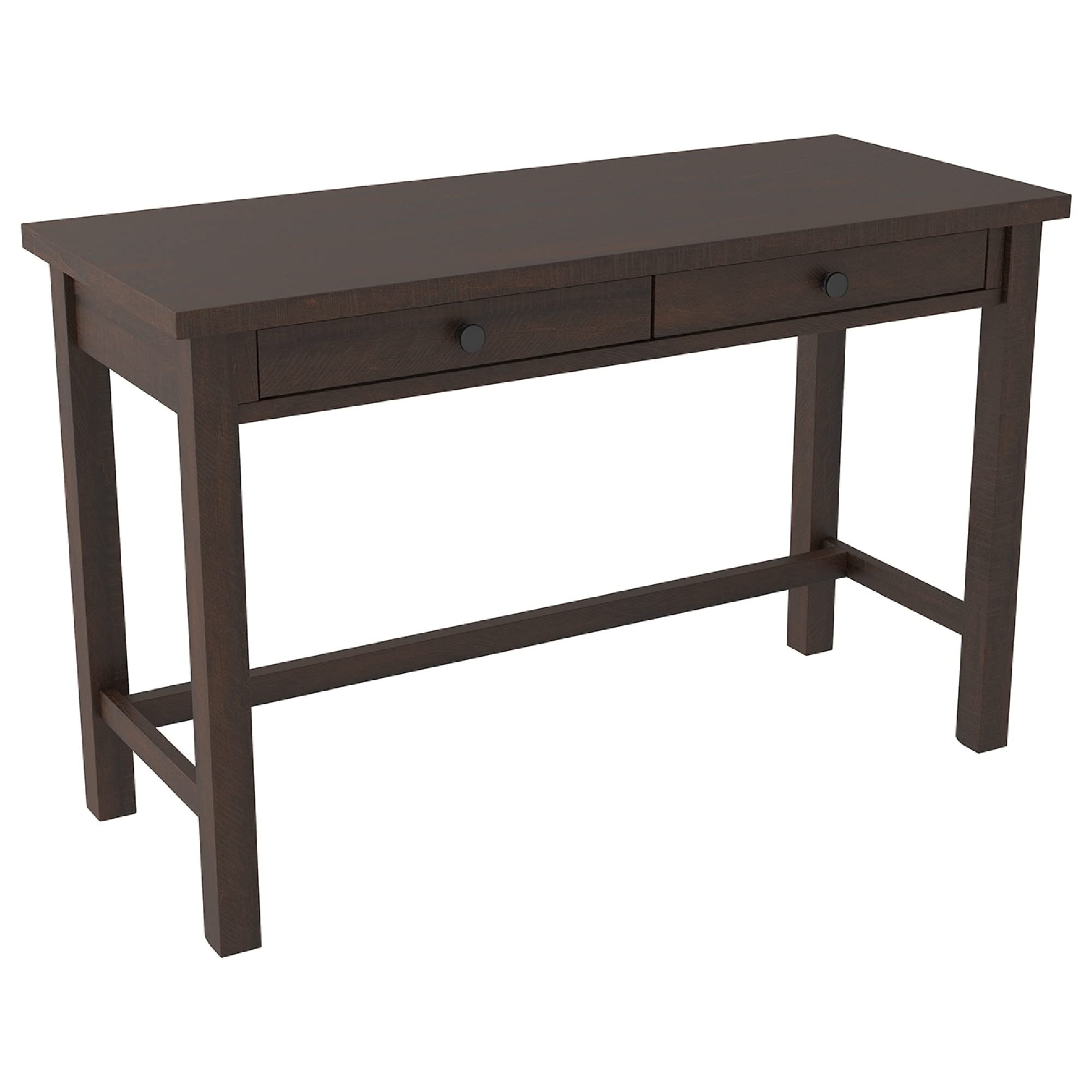 Benjara Solid Wood Writing Desk with Block Legs & 2 Storage Drawers - Brown & Black Home Office Desk for Study, Work, and Remote Learning