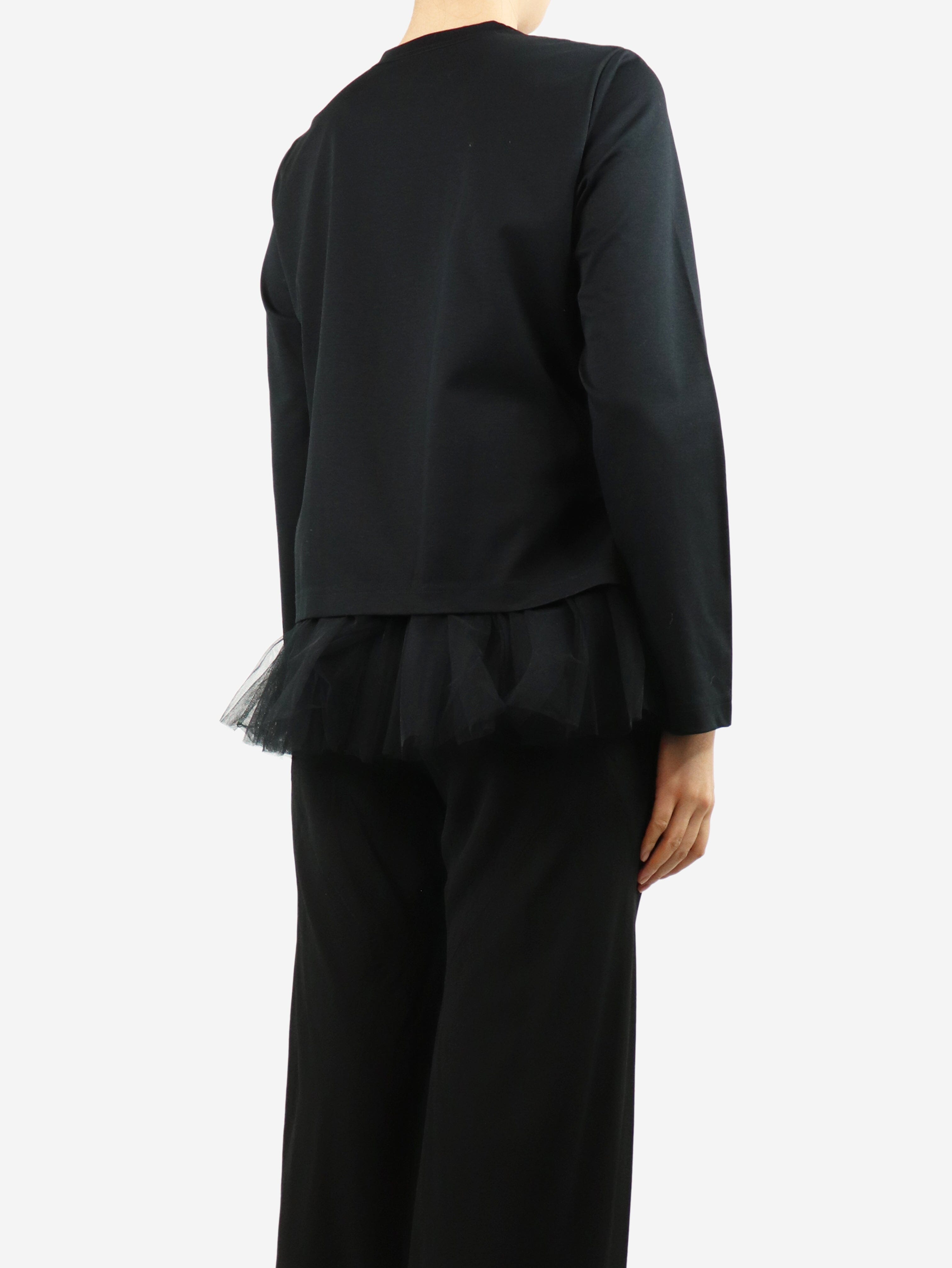 Black Tulle Peplum Top for Women - Size S | Elegant Blouse for Parties, Dates & Special Occasions