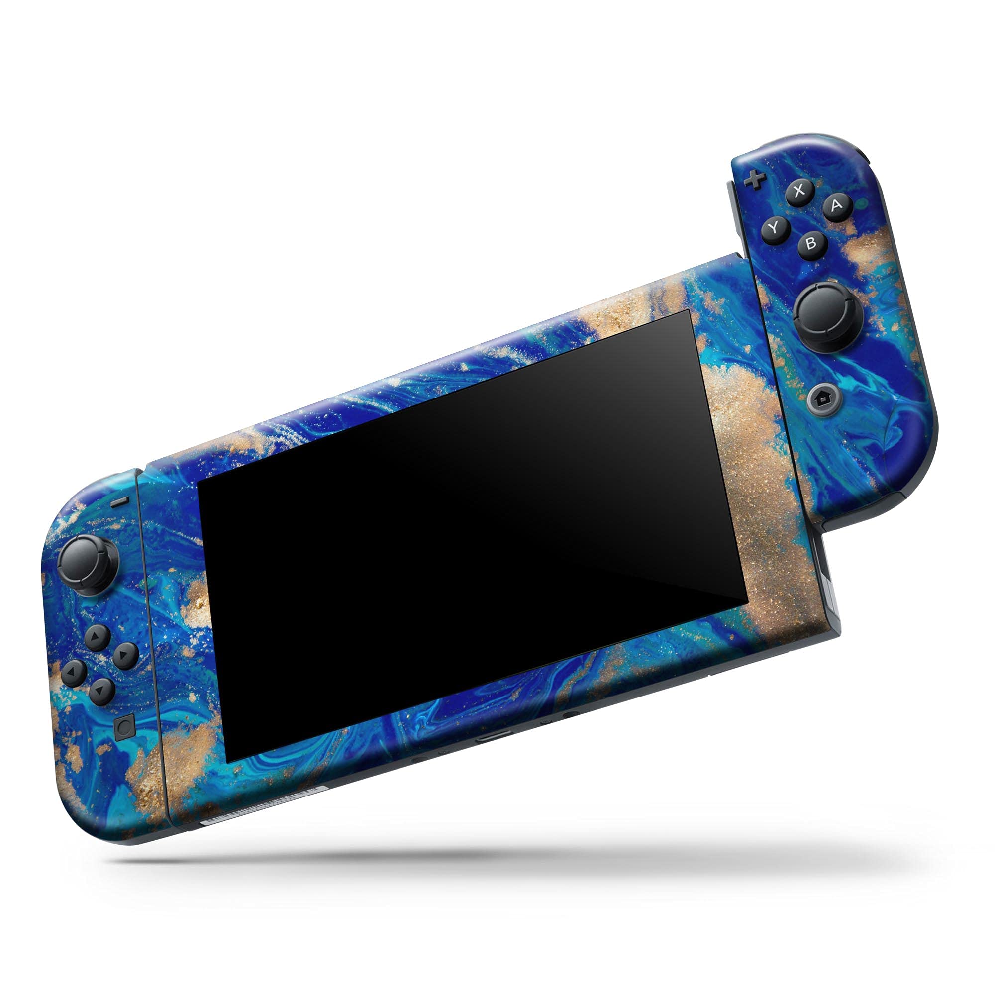 Nintendo Switch Joy-Con Skin Decal - Scratch-Resistant Removable Vinyl Wrap Cover in Vivid Blue Gold Acrylic - Protective Gaming Accessory for Enhanced Grip & Style - Perfect for Switch Gaming Sessions & Travel Protection