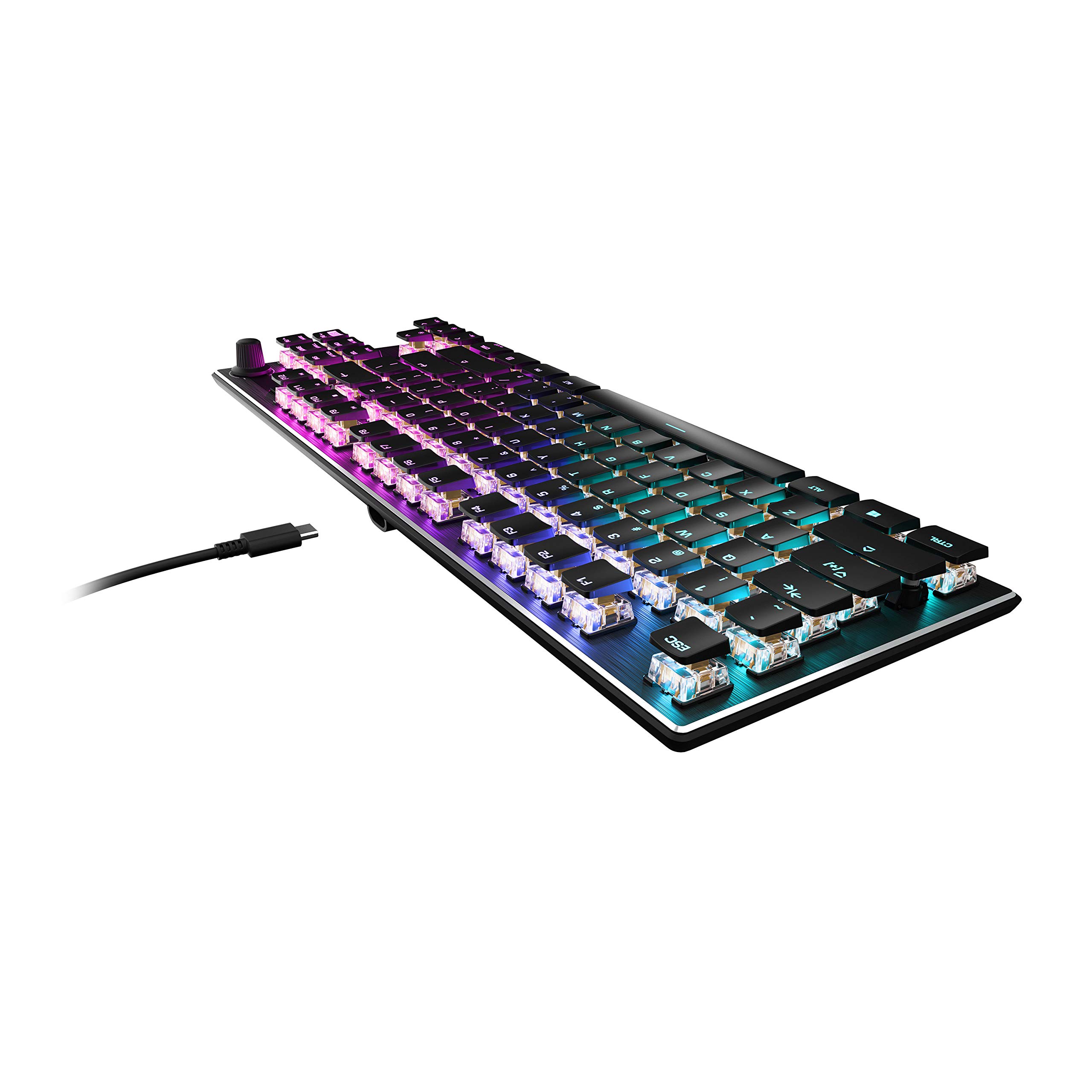 ROCCAT Vulcan TKL Compact Mechanical Gaming Keyboard - Titan Switch Optical, RGB AIMO Lighting, Anodized Aluminum Frame, Detachable USB-C - Tenkeyless Design for PC Gamers & Esports | Perfect for FPS, MOBA & Typing