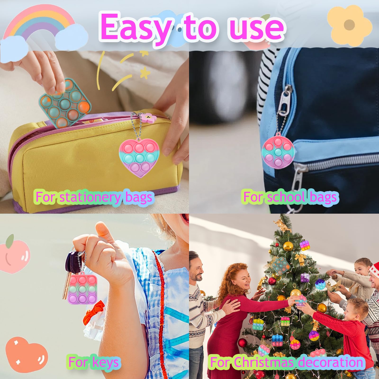 30PCS Bulk Fidget Toys for Kids & Adults - Stress Relief Party Favors, Classroom Prizes, Goodie Bag Stuffers, Treasure Chest Fillers, Bubbles Poppers - Perfect for Birthdays, School Events, and Office Breaks