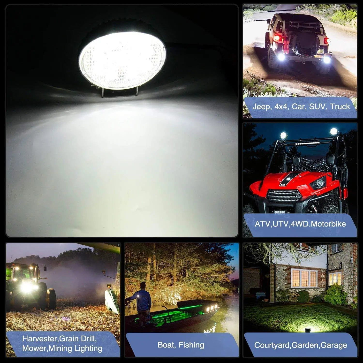 27W 3000LM 4.5 Inch Round LED Flood Work Lights - 10 Pack for Off-Road Vehicles, Construction Sites, and Outdoor Emergency Lighting