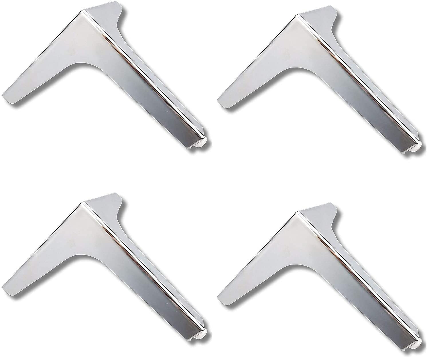 4 Pack Silver Triangle Furniture Legs 15cm with Screws - Heavy Duty Metal Replacement Feet for Sofa, Couch, Bed, Chair, Coffee Table, TV Stand & Kitchen Cabinets - Modern Home & Office Decor Upgrade