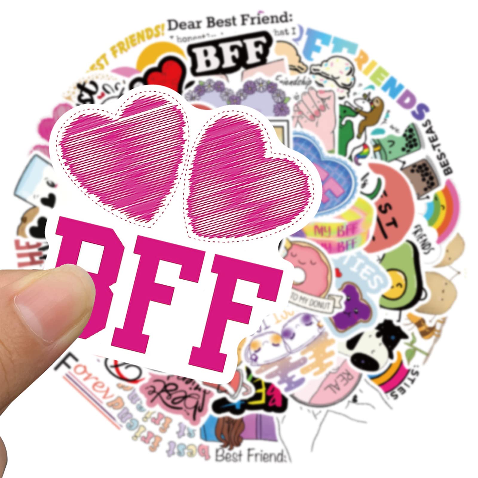 50Pcs Waterproof Vinyl Friendship Stickers - Best Friend Forever BFF Stickers for Kids, Girls, Scrapbooking, Water Bottles, Laptop, Journaling - Perfect for DIY Crafts, School Projects & Gift Decorations