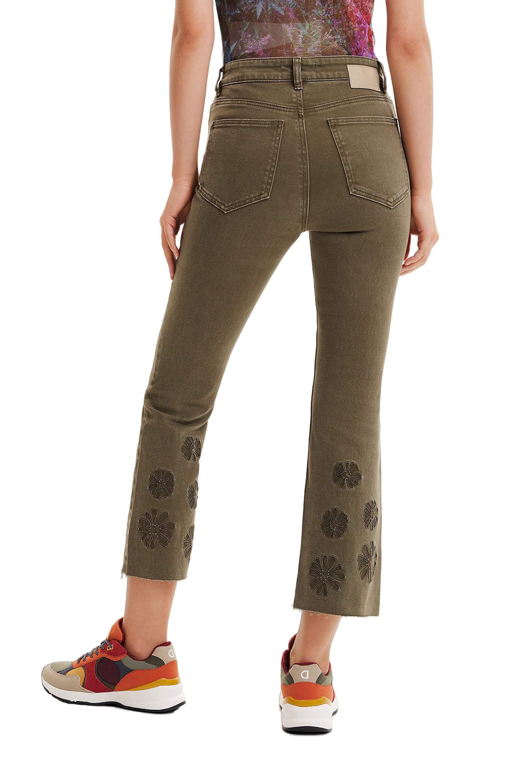 Desigual Women's Denim Jeans - Unicorn Style 4086 in Dark Khaki | High Waist Stretch Skinny Jeans for Women | Perfect for Casual Wear, Night Out & Street Fashion