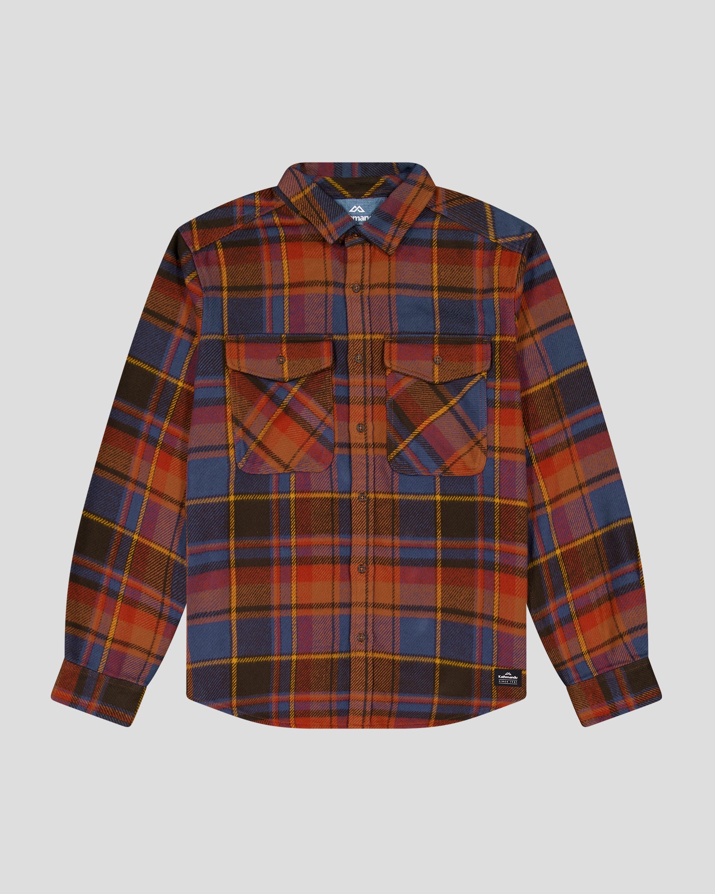Men's Huntly Long Sleeve Plaid Shirt - Redwood Checkered Flannel for Outdoor Camping & Casual Wear