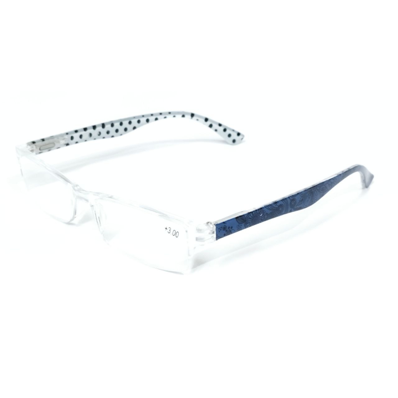 Stylish Polka Dot Supra Reading Glasses +3.00 Strength - Fashionable Blue Light Blocking Readers for Women & Men - Perfect for Reading, Computer Work, and Close-Up Tasks