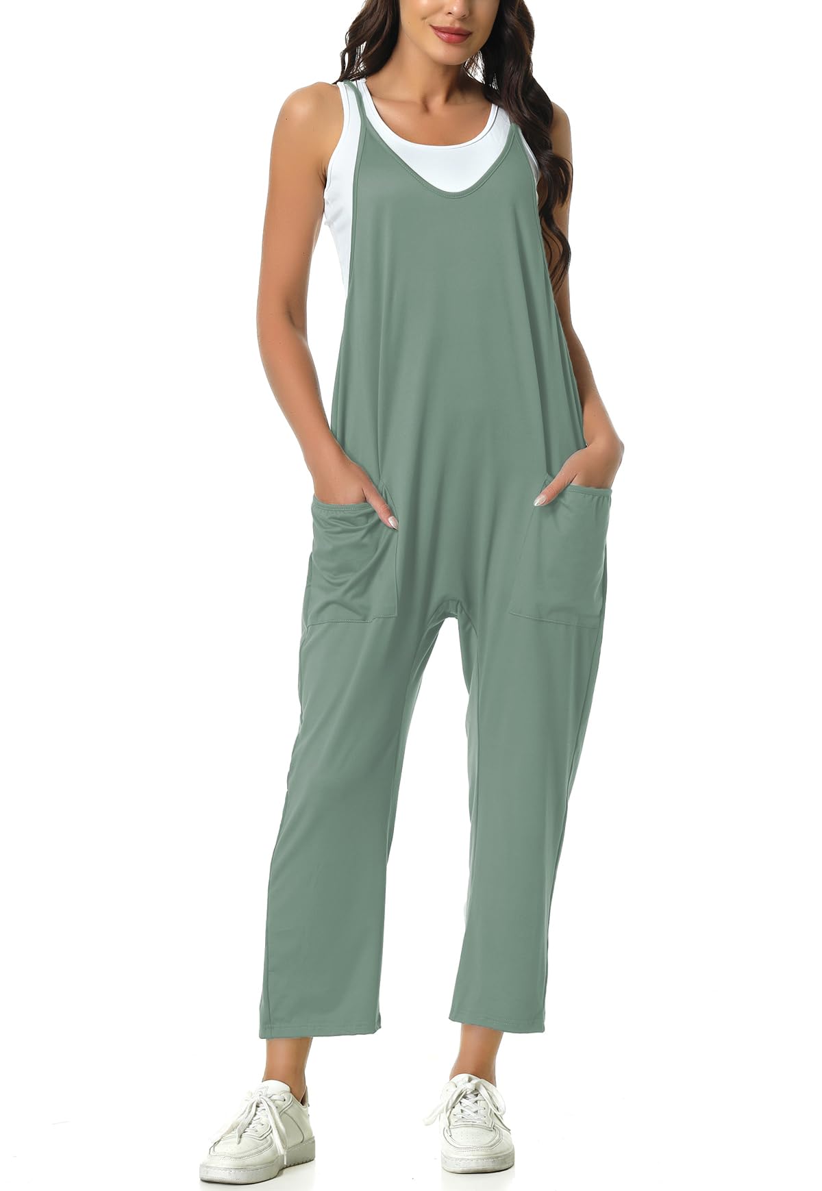 Women's Casual Summer Rompers - Sleeveless Loose Jumpsuit with Spaghetti Straps | Perfect for Beach Outings, Music Festivals & Vacation Wear