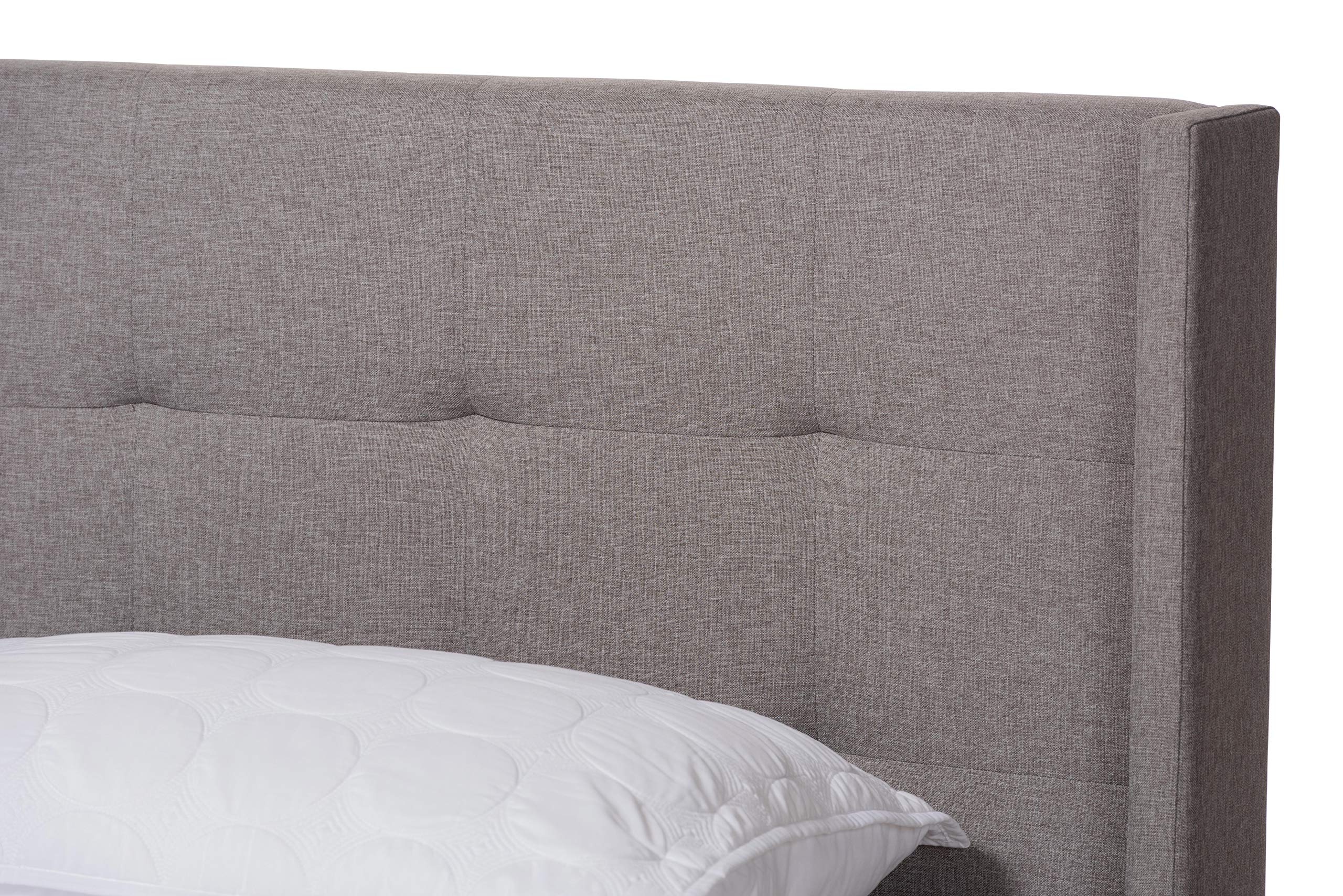 Baxton Studio Queen Size Bed Frame with Box Spring Required - Modern Grey Platform Bed for Bedroom, Guest Room, or Dorm