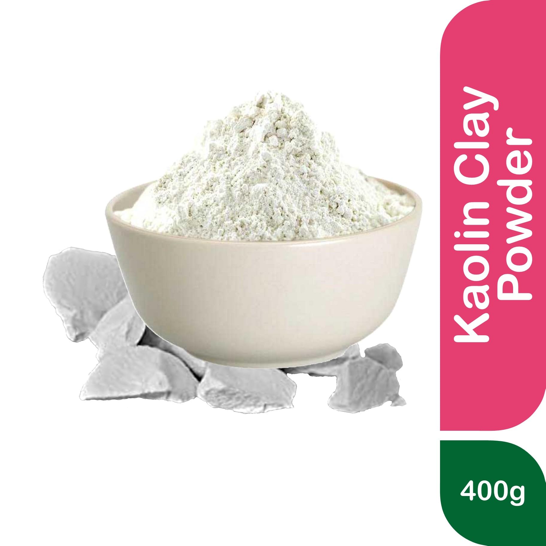 Organic Kaolin Clay Powder 400g - Pure White China Clay for Skin Whitening, Acne Treatment & Hair Care | Gentle Facial Mask, DIY Beauty Recipes, Spa Quality Cosmetic Clay | Refill Pack for Skincare Enthusiasts