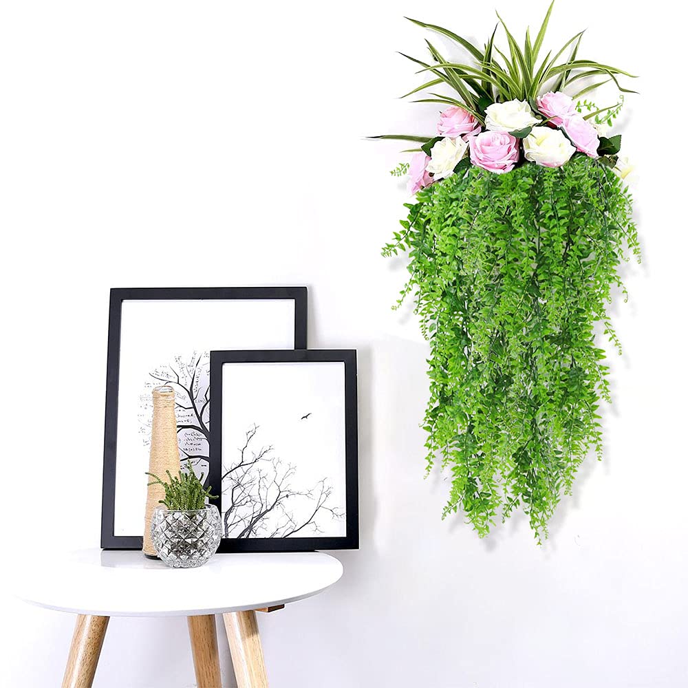 2 Pack Artificial Boston Fern Plants - Fake Hanging Ivy Vine Greenery for Indoor & Outdoor Wall Decor, Wedding Garland, Hanging Baskets - Perfect for Home, Office, Patio, and Event Decoration