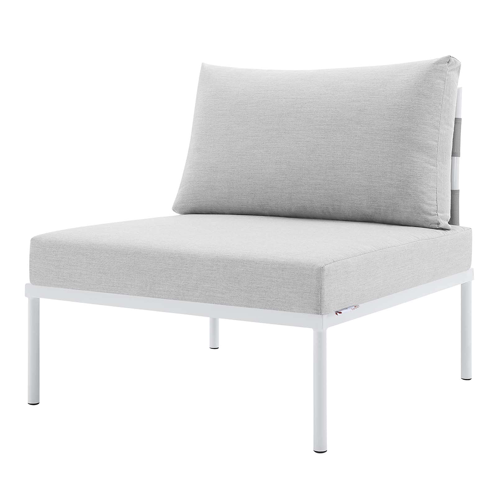 Modern Aluminum Grey Lounge Sectional Sofa Set with Chair & Table - Outdoor Patio, Garden, Cafe, Poolside Relaxation Furniture