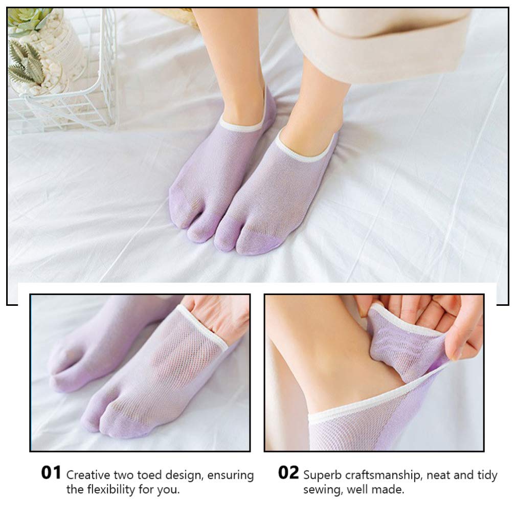 Holibanna 3 Pairs Cotton Breathable Non-Slip Toe Socks - Lightweight Summer Tabi Socks for Women & Men - Perfect for Yoga, Running, and Indoor Activities