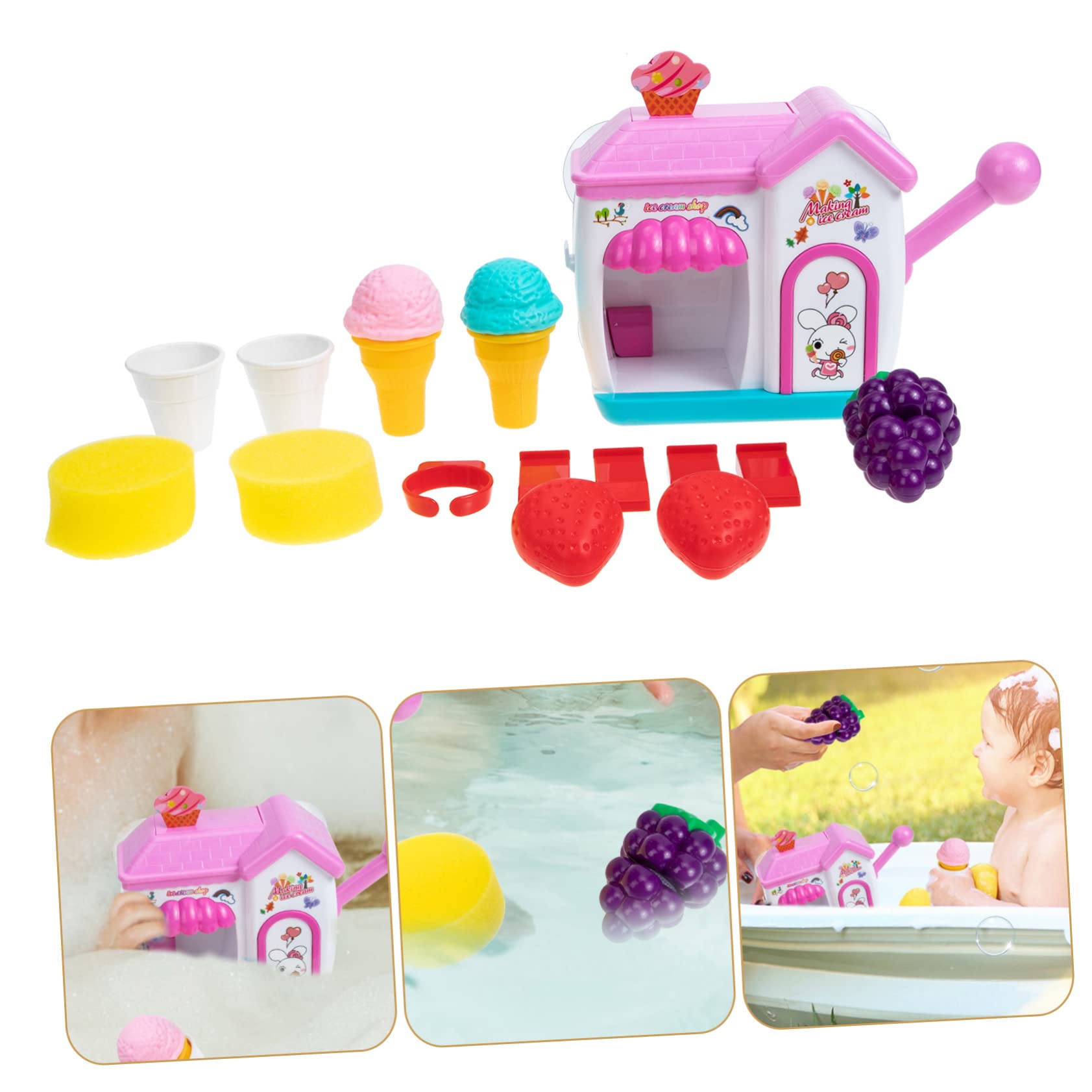 UPKOCH 2 Pack Bubble Blowing Machine for Kids - Fun Ice Cream Themed Bath Toys, Safe Plastic Bathtub Play Set for Toddlers & Babies (Pink) - Perfect for Bath Time, Pool Parties & Sensory Play