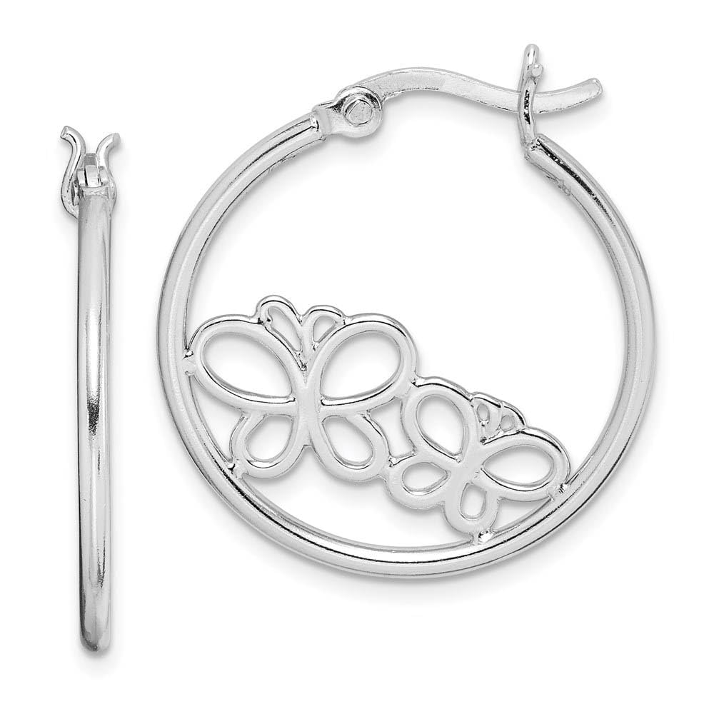 Stylish 25mm Sterling Silver Double Butterfly Hoop Earrings for Women - Perfect for Parties, Weddings & Everyday Wear