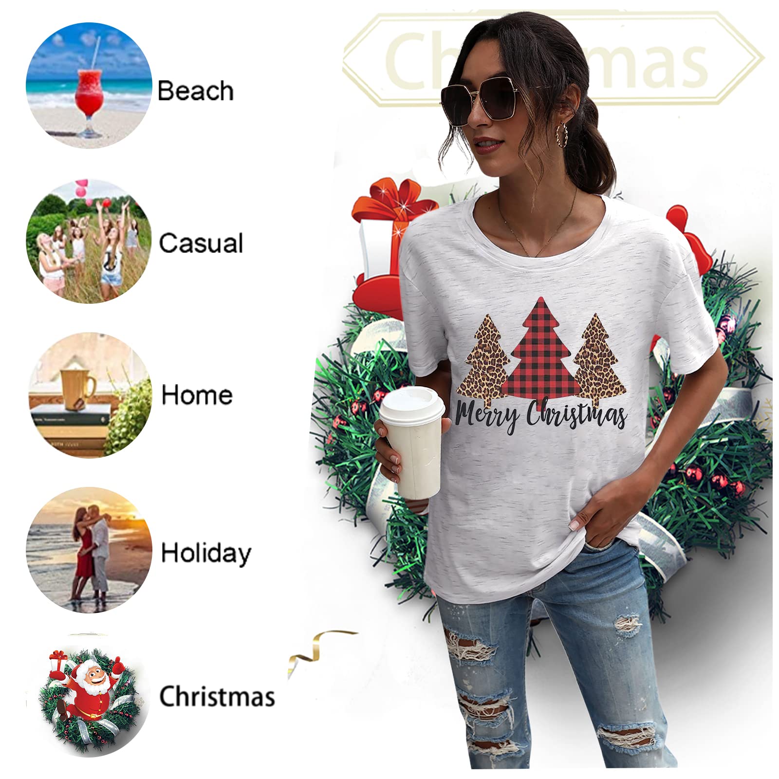 LUKYCILD Women's Christmas Shirts - Festive Holiday Tops for Teachers & Women | Perfect for Xmas Parties, Gift Exchanges & Family Gatherings