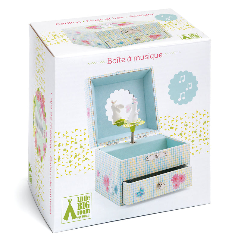 Djeco Sweet Rabbit's Song Musical Box - Hand-Crank Music Box with Melodic Lullabies for Babies & Kids Nursery Decor | Perfect Gift for Baby Showers, Birthdays & Nursery Room Decorations