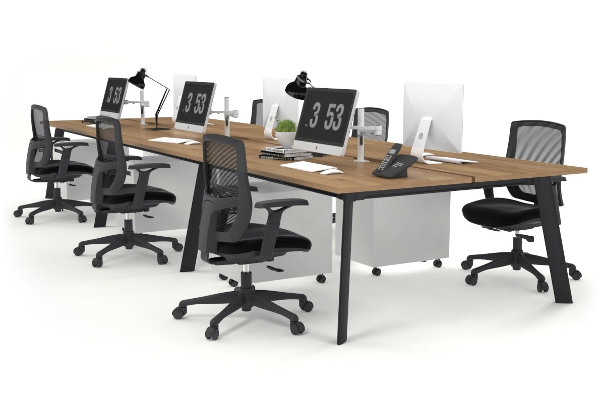 6-Person Black Frame Workstation with Cable Management - 1600L x 800W Office Desk for Team Collaboration | Perfect for Open Office Spaces & Shared Work Environments