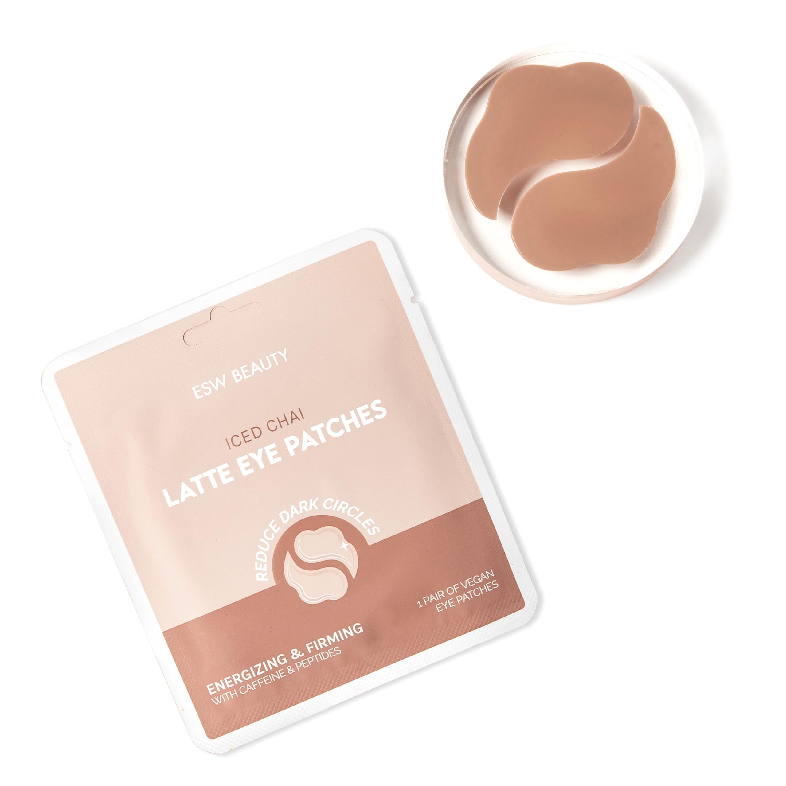 ESW Beauty Iced Chai Latte Energizing & Firming Eye Patches - Under Eye Gel Pads for Dark Circles, Puffiness & Wrinkles - Perfect for Morning Routine, Travel & Skincare Self-Care