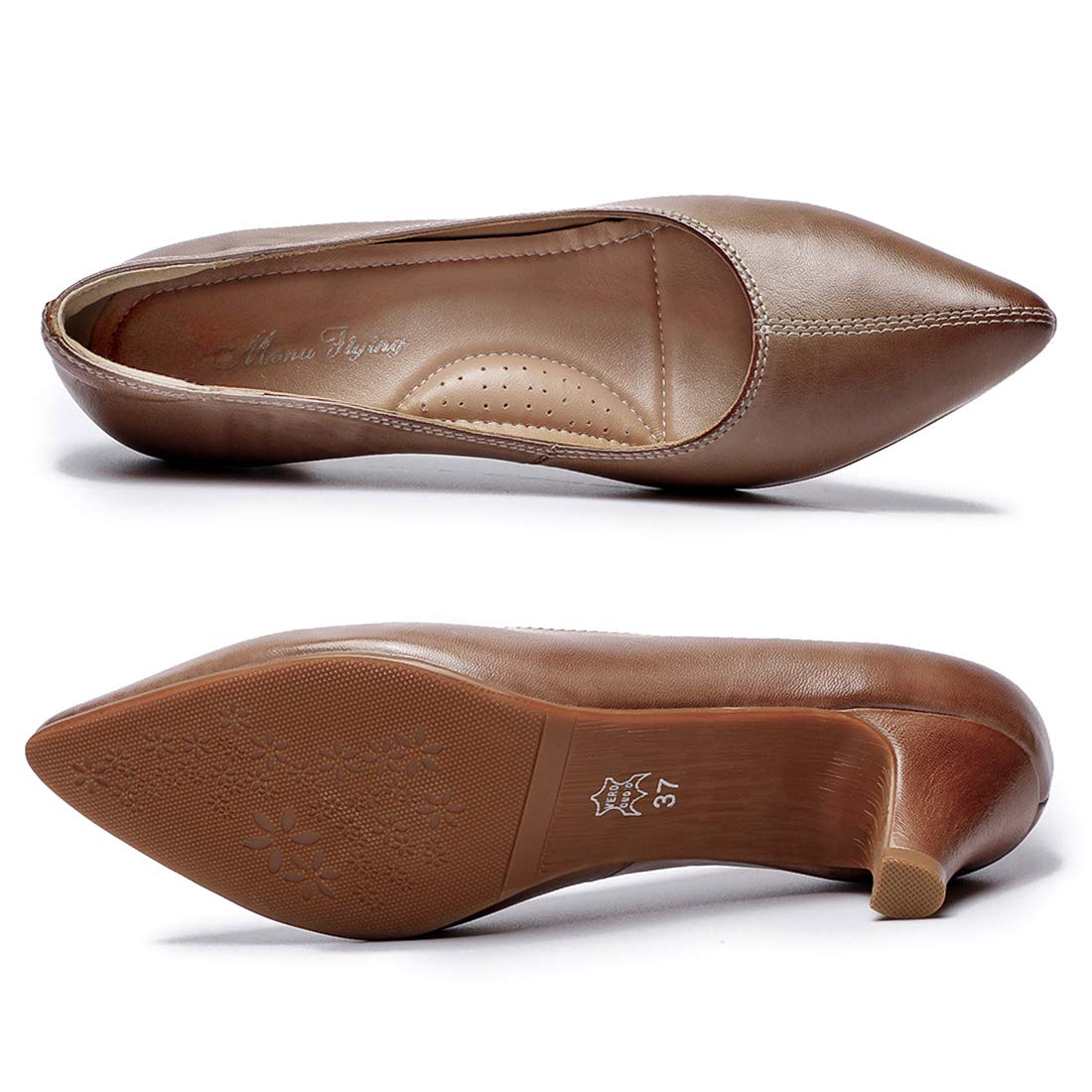 Women's Leather Pumps - Pointed Toe Medium Heel Dress Shoes for Office & Professional Women | Comfortable Work Shoes for Business, Wedding & Formal Occasions