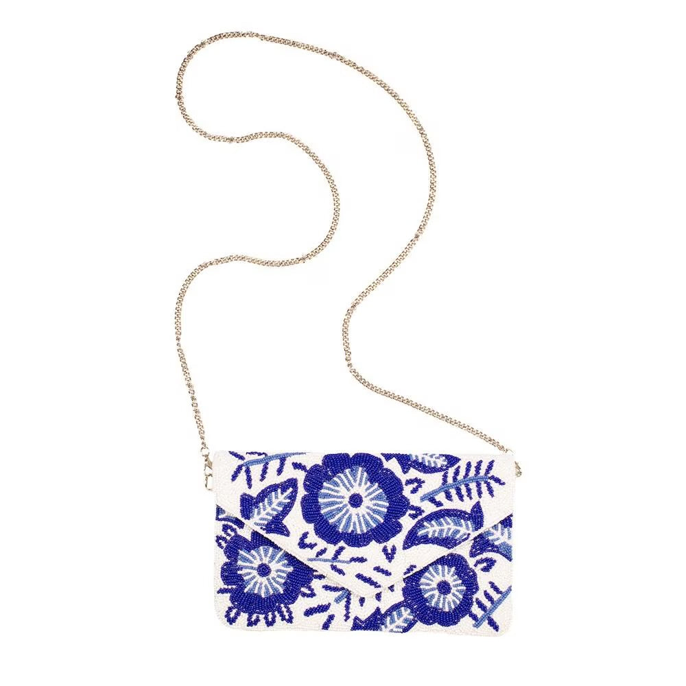 Elegant Floral Beaded Clutch Purse for Women - Handcrafted Evening Bag with Rhinestone Embellishments - Perfect for Weddings, Parties & Special Occasions