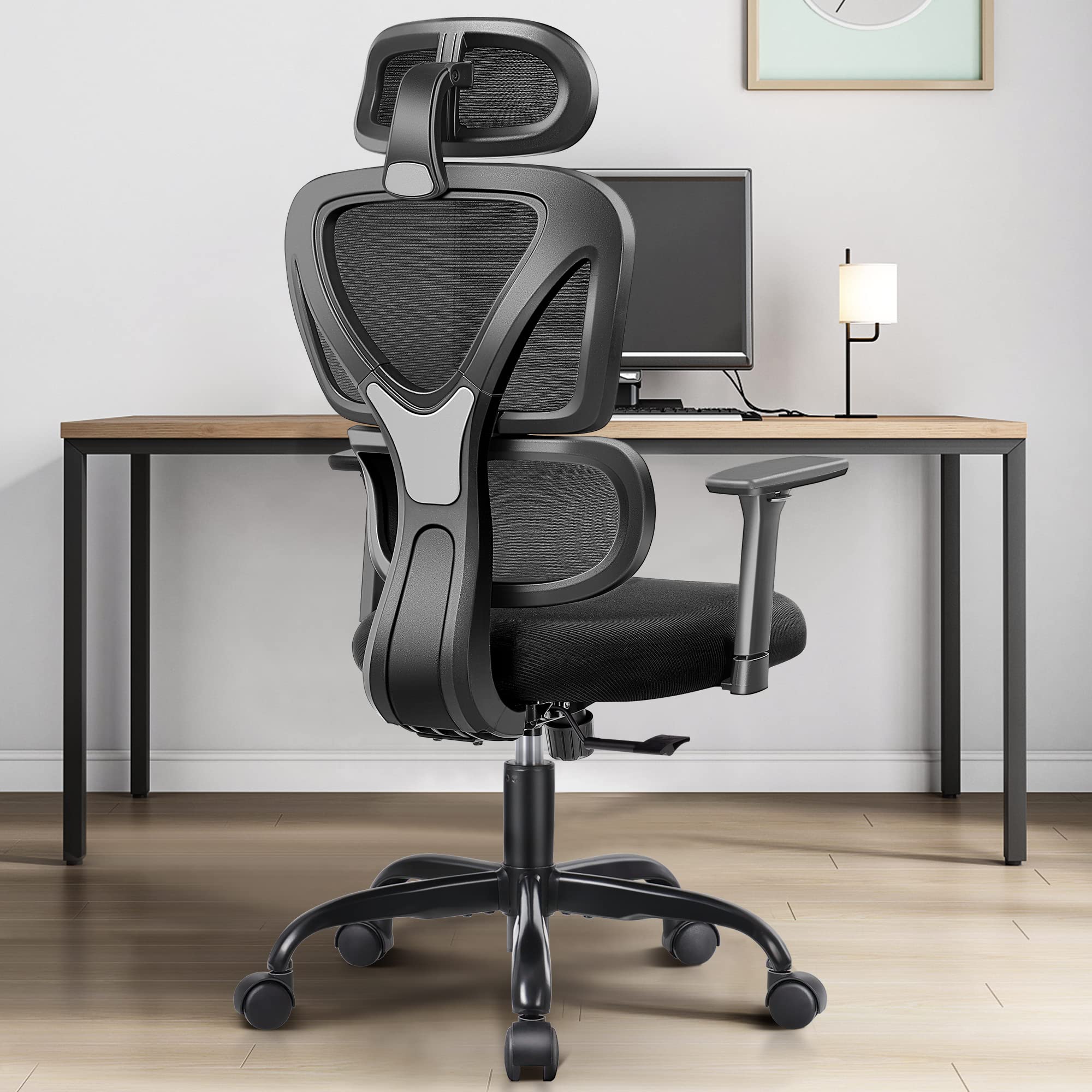 FelixKing Ergonomic Office Chair - High Back Mesh Computer Chair with Adjustable Lumbar Support, Headrest & Armrests - Comfortable Gaming & Desk Chair for Home, Office & School (Black) - Perfect for Long Work Hours, Online Classes & PC Gaming Sessions
