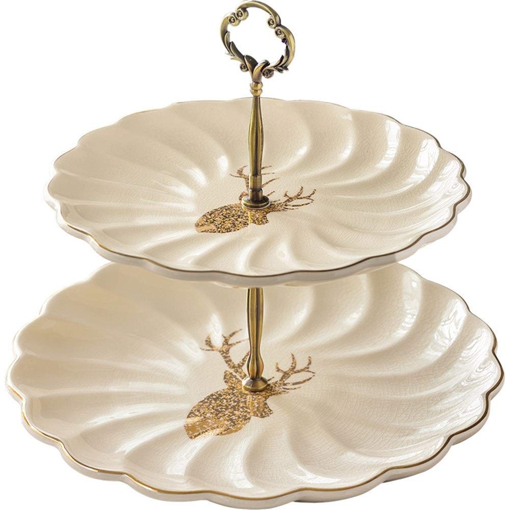 SGSG Ceramic Double Compartment Dessert Plate - Candy & Fruit Serving Dish for Coffee Table, Living Room Decor (Color A) - Perfect for Parties, Snacks, and Home Decor