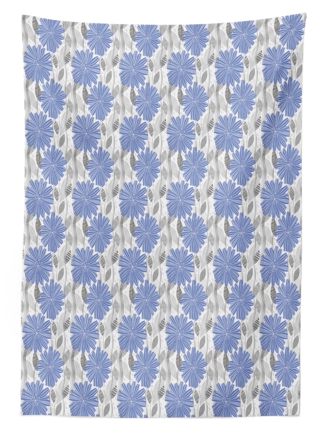 Ambesonne Grey Blue Outdoor Tablecloth - Washable Picnic Table Cover with Blossoming Cornflowers & Foliage Design, 58