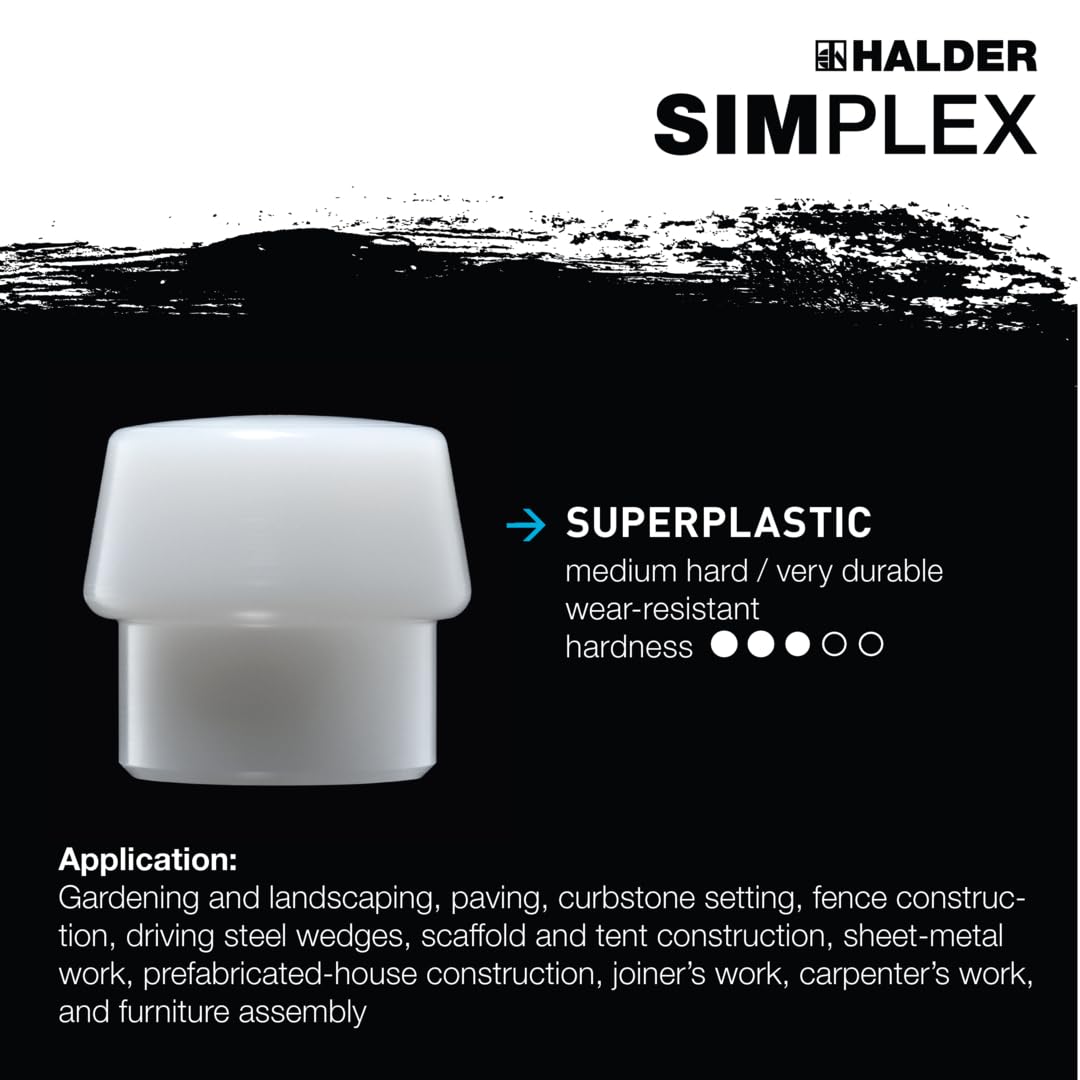 Simplex 80 Mallet - Soft Blue Rubber Head with Superplastic Inserts, Durable Cast Iron Housing & Wooden Handle - Perfect for Woodworking, Leather Crafting & DIY Projects