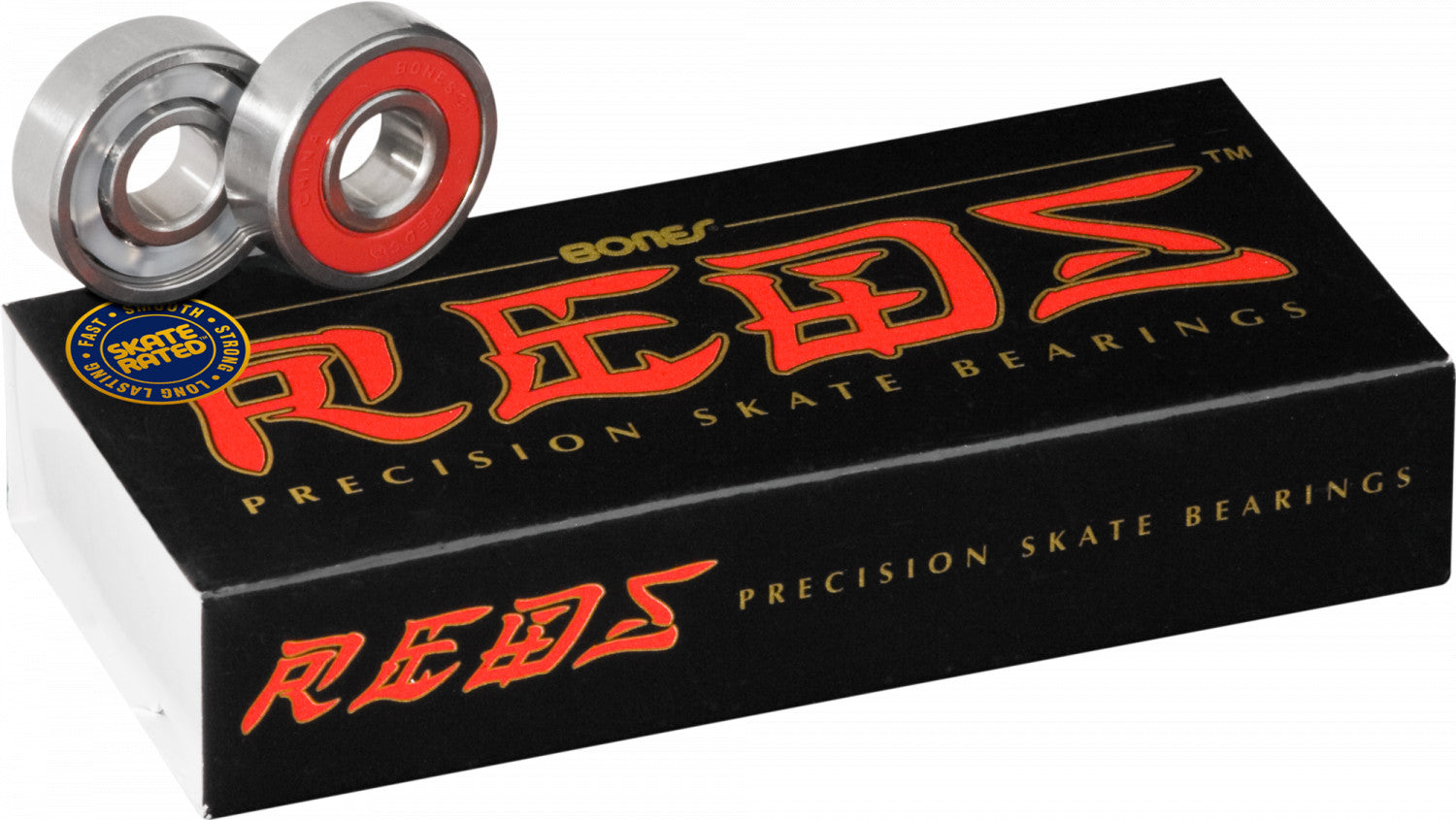 Bones Reds 7mm Skateboard Bearings - High Speed Precision Bearings for Skateboards, Longboards & Roller Skates - Smooth Ride for Street Skating & Park Tricks