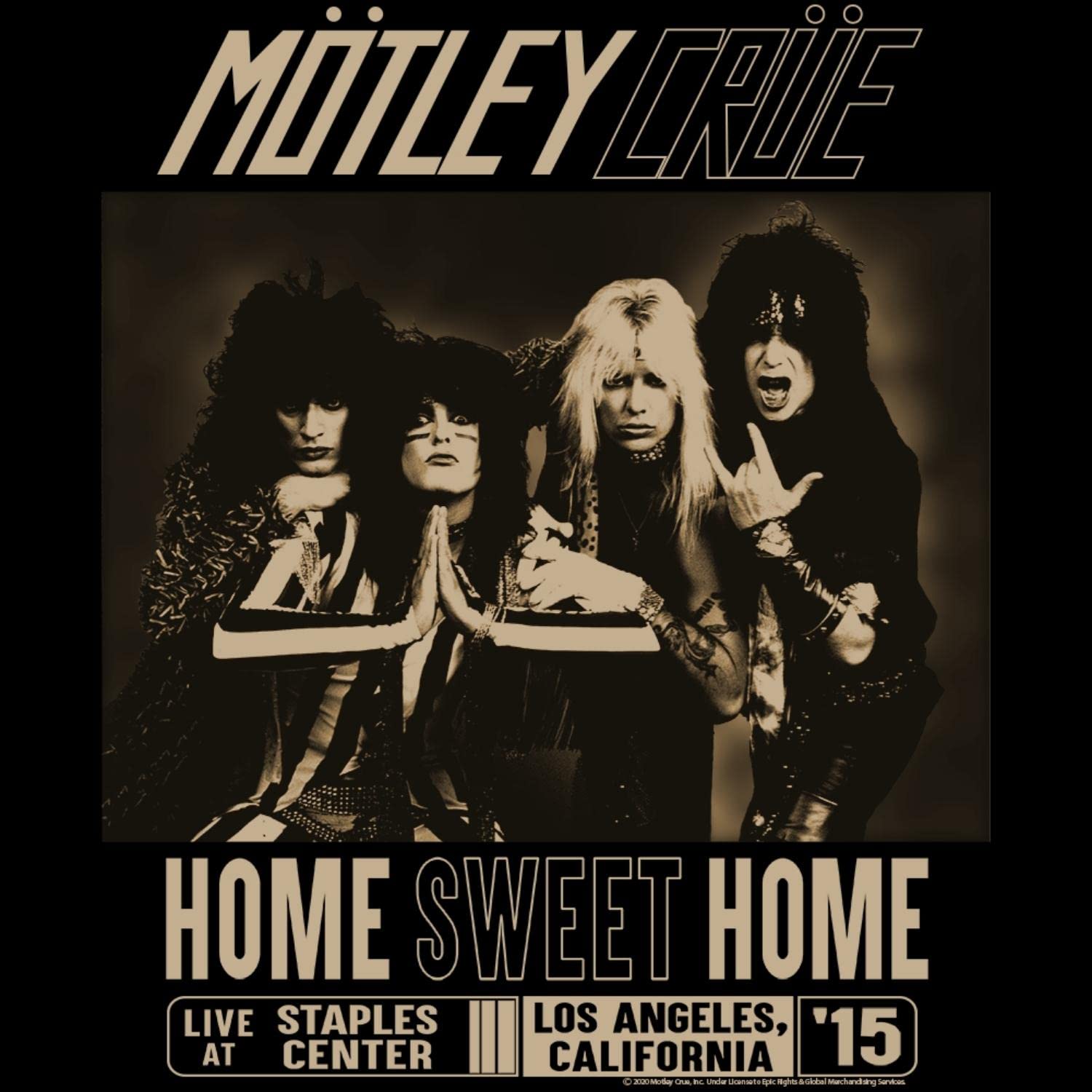 Motley Crue 1981 Heavy Metal Rock Band Home Sweet Home Black Adult T-Shirt - Vintage Band Tee for Concerts, Gifts & Rock Music Fans