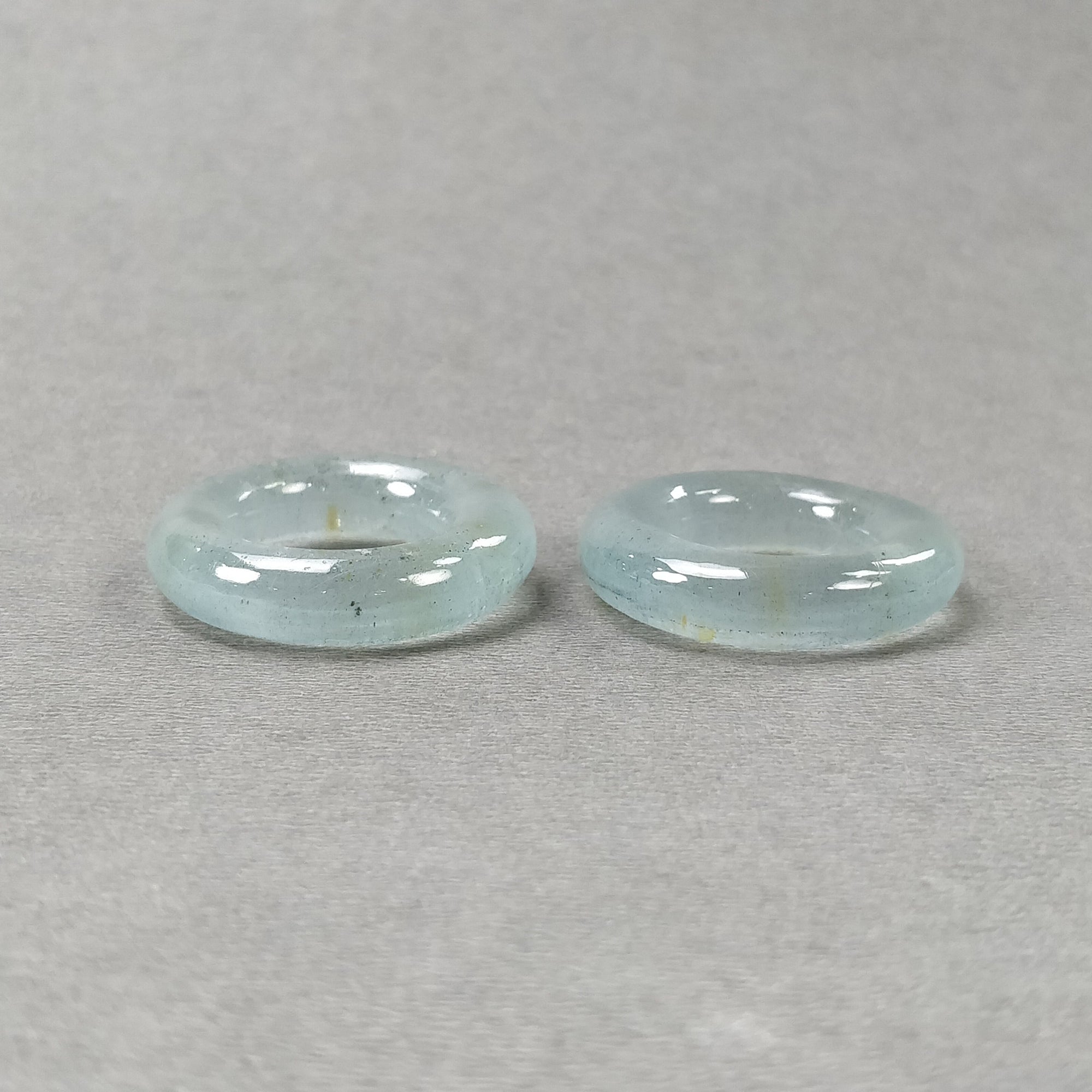 69.50cts Natural Untreated Blue Aquamarine Gemstone Cabochon Pair - 29.5mm Round Milky Aquamarine for Jewelry Making, Healing Crystals & Collectibles