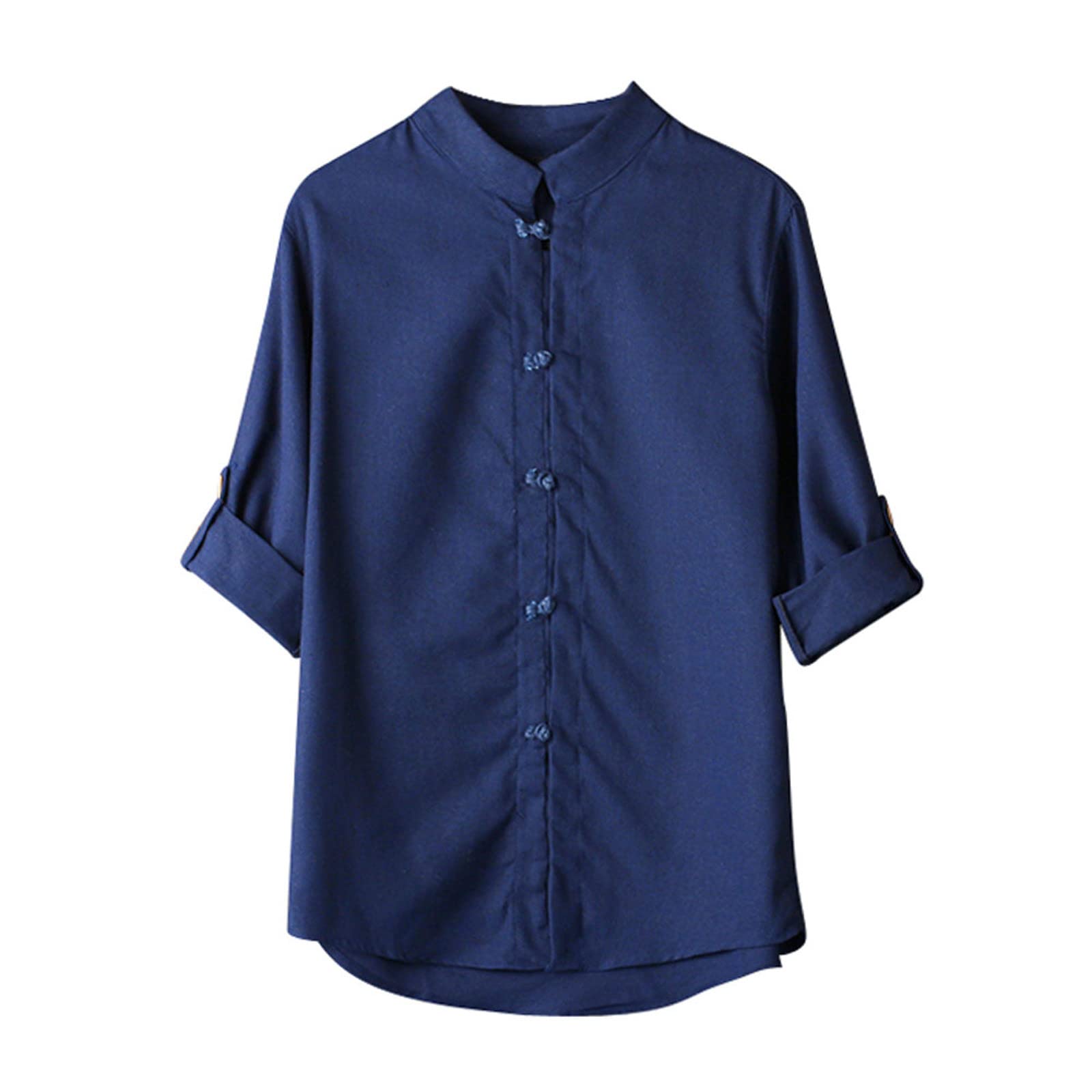 Men's Summer Linen Kung Fu Shirt - Breathable Beach Shirt with 3/4 Sleeves, Classic Tang Suit Style for Daily Wear | Perfect for Martial Arts, Beach Outings & Casual Occasions