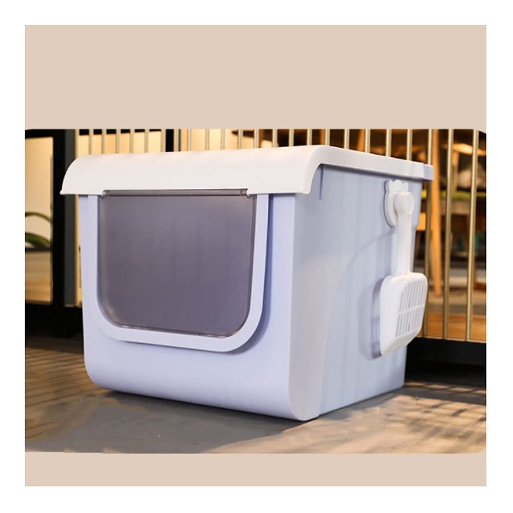 Large Enclosed Cat Litter Box with Scoop, Splash Guard & Odor Control - Upward Entry Design for Easy Cleaning | Perfect for Multi-Cat Homes & Small Apartments (Color B)