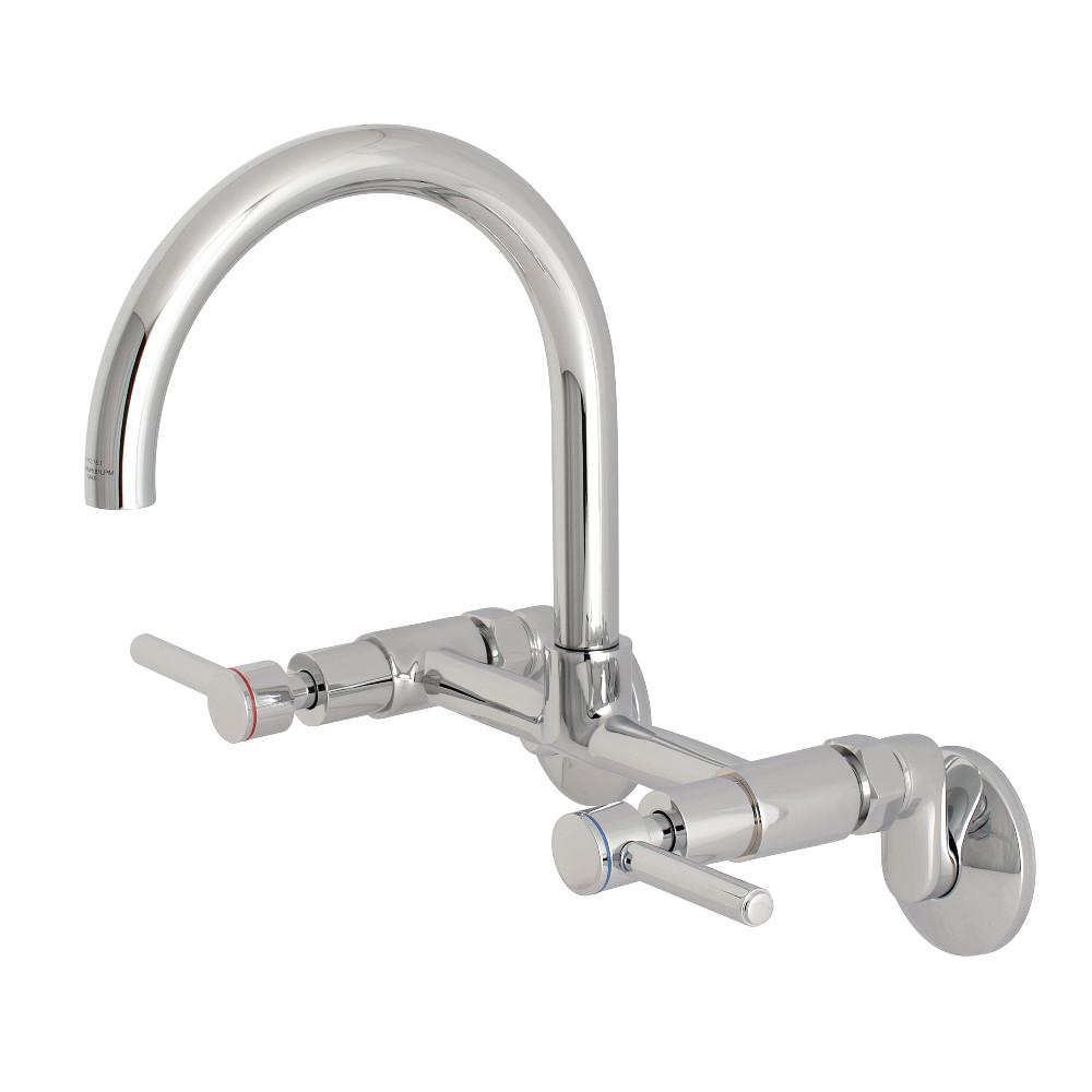 Kingston Brass Concord 8-Inch Adjustable Center Wall Mount Kitchen Faucet - KS814 | Modern Pull-Down Sprayer for Farmhouse & Commercial Sinks | Perfect for RV, Restaurant & Home Kitchen Renovations