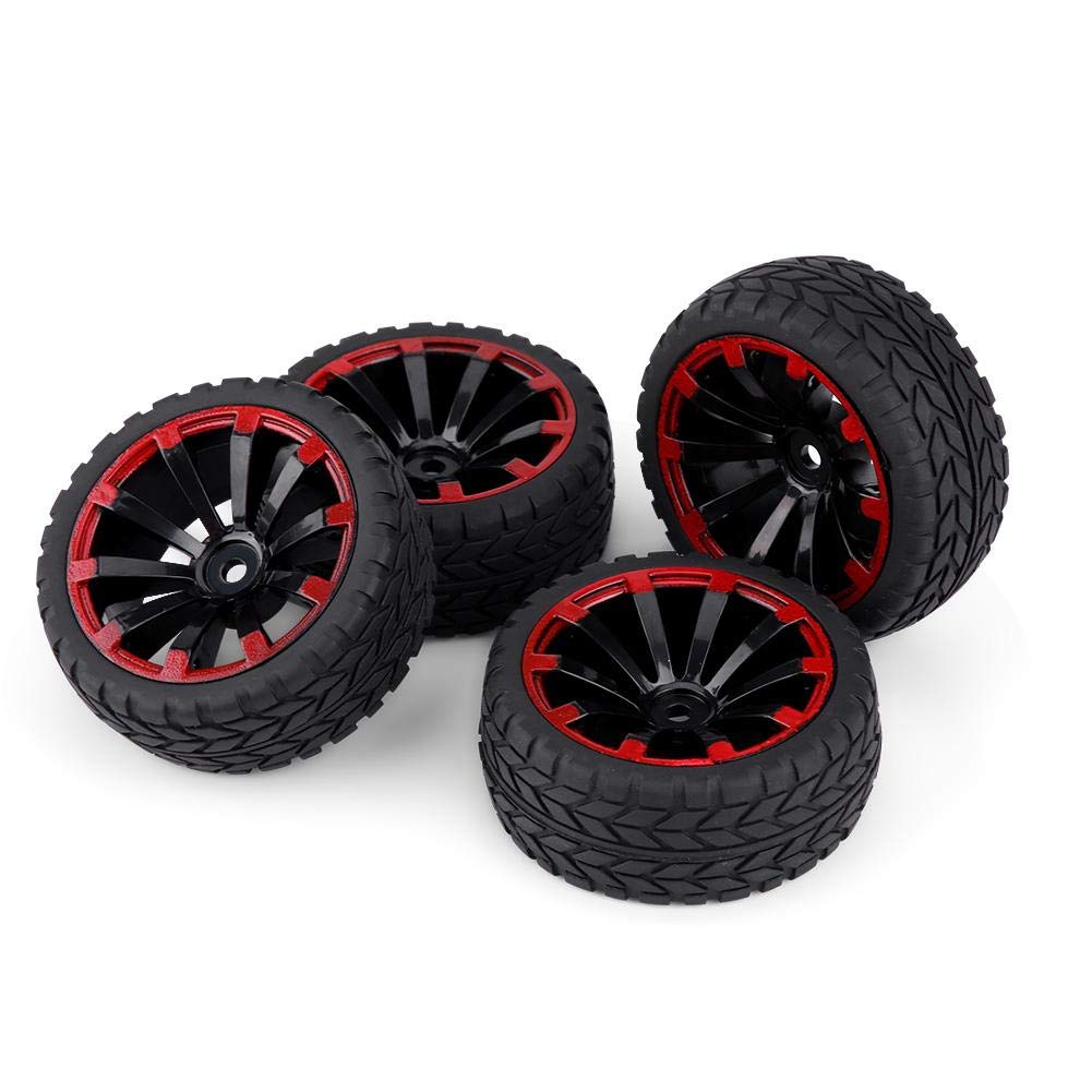 4PCS 1:10 Scale RC Car Tires - Off-Road Rubber Crawler Wheels with Grain Pattern for RC Vehicles | Durable Replacement Parts for Rock Crawling & Trail Driving