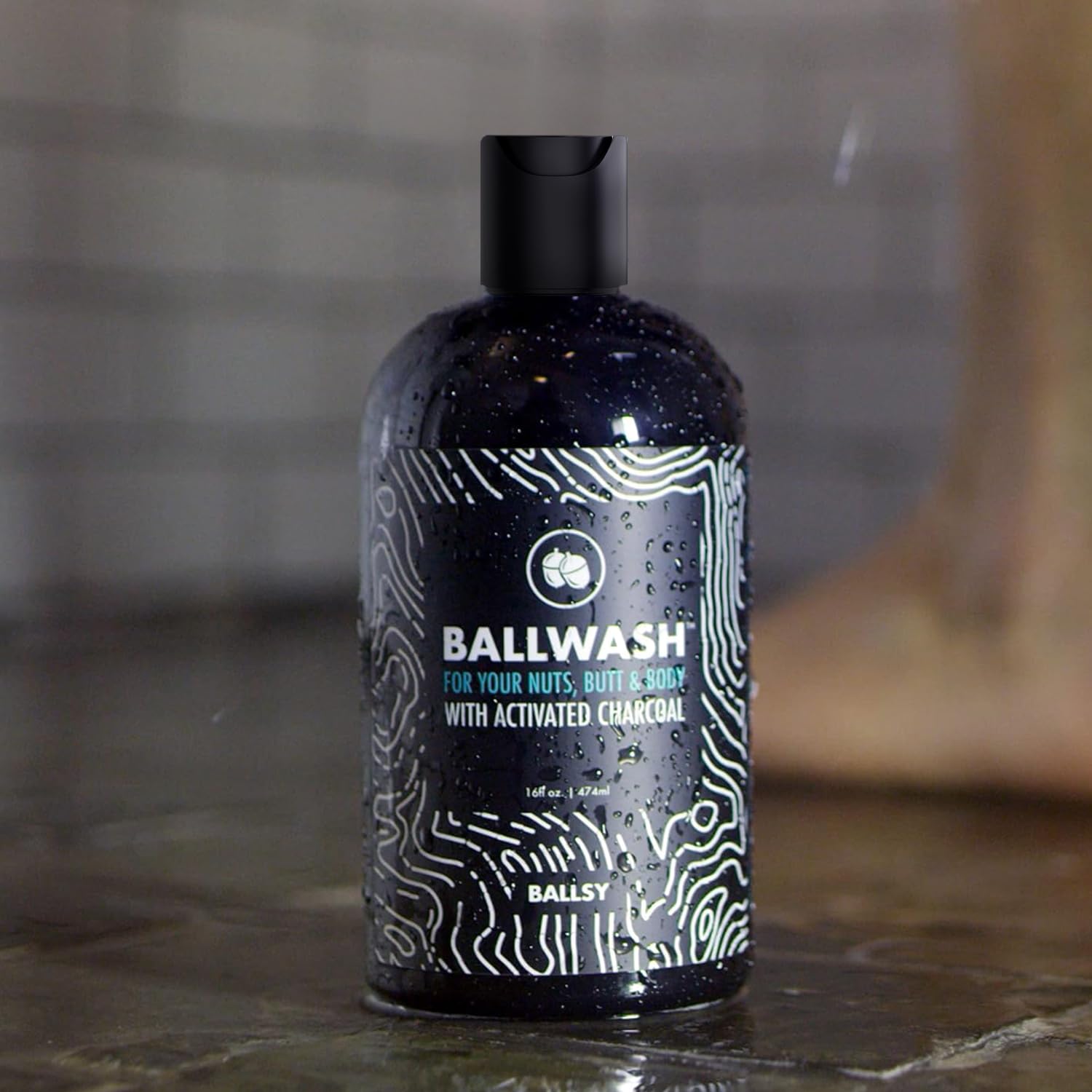 Ballsy Ballwash Charcoal Body Wash for Men - Moisturizing & Detoxifying Mens Body Wash with Coconut Oil & Activated Charcoal - 16oz Mens Soap for Sensitive Skin & Intimate Areas - Perfect for Post-Workout, Shower & Daily Hygiene Routine