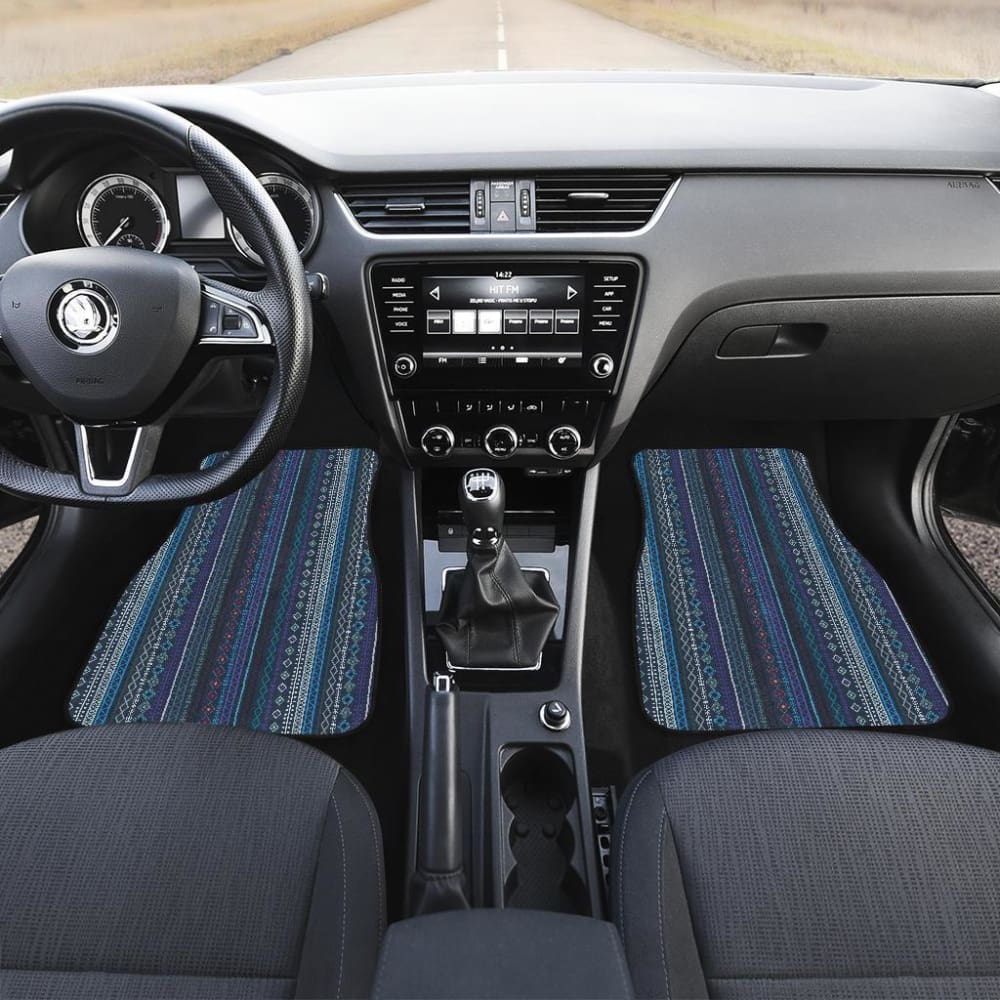 Blue Boho Stripes Car Floor Mats - Non-Slip, Waterproof & Durable - Perfect for SUVs, Sedans & Trucks - Boho Chic Style for Home & Travel