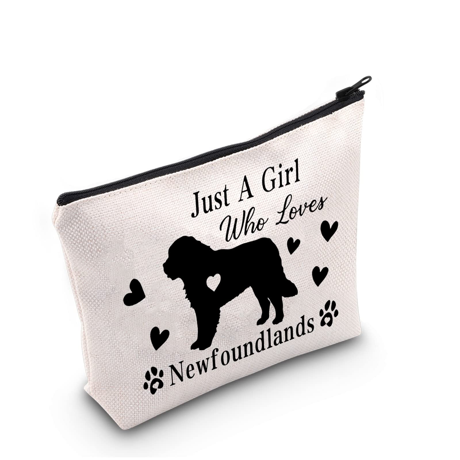 **G2TUP Newfoundland Dog Lover Gift - Cute Newfoundlands Themed Makeup Bag for Dog Owners - Travel Cosmetic Pouch (White) - Perfect for Travel, Gym & Daily Use**