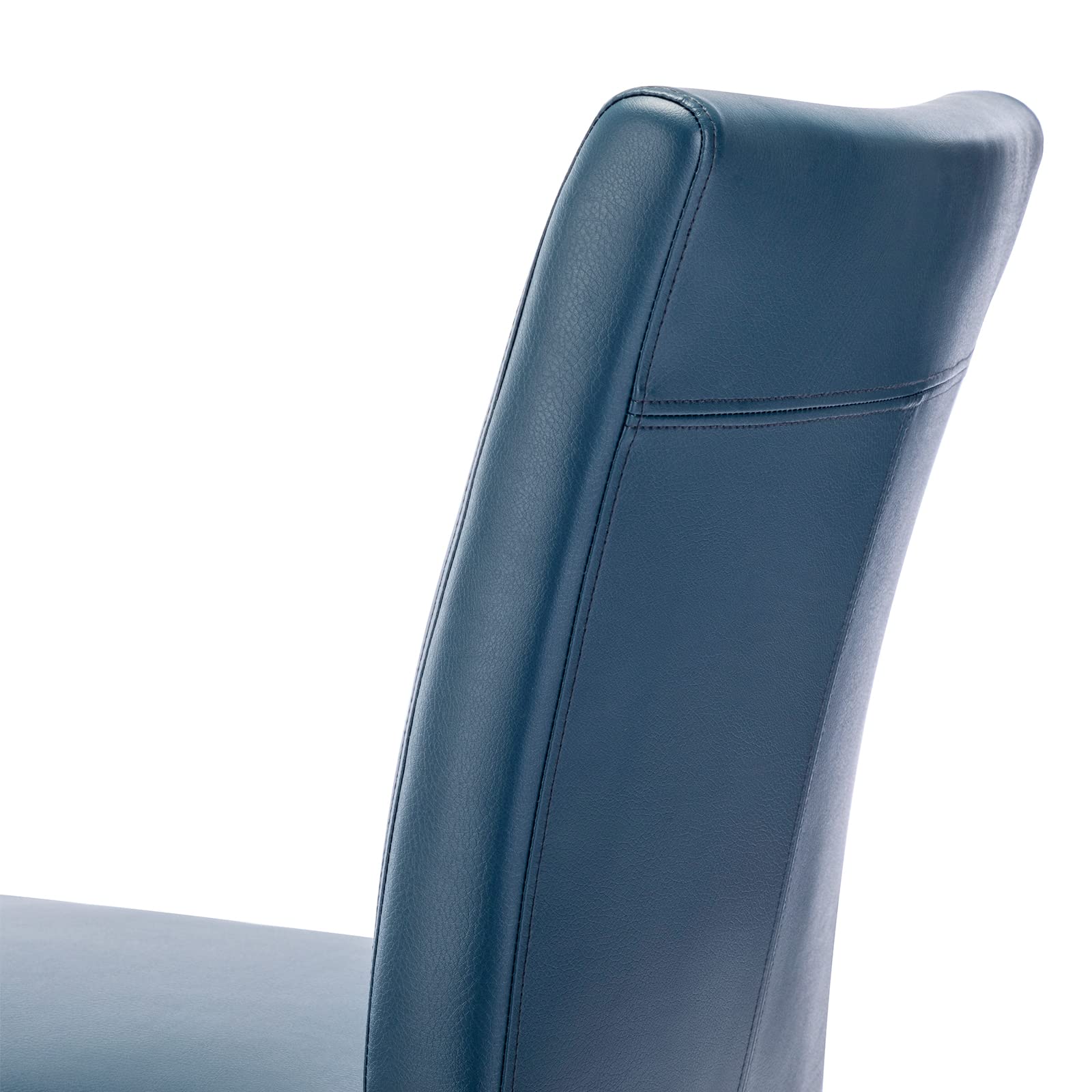 Watson & Whitely Low Back Upholstered Dining Chairs Set of 2 - Faux Leather Armless Kitchen Chairs with Solid Wood Legs, Blue - Perfect for Small Spaces & Modern Dining Rooms