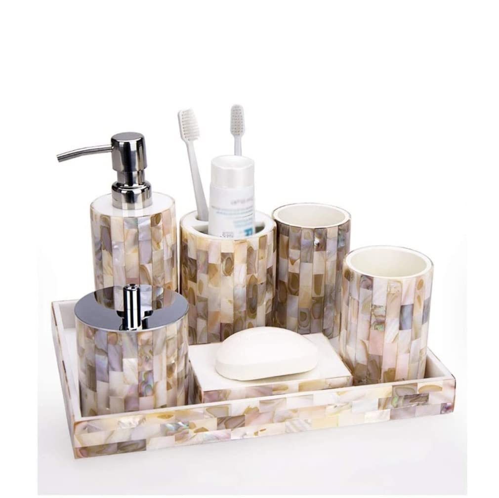 Premium European-Style Bathroom Accessories Set - Shell Resin Soap Dispenser, Toothbrush Cup Holder & Bath Supplies - Elegant Spa & Home Decor for Modern Bathrooms