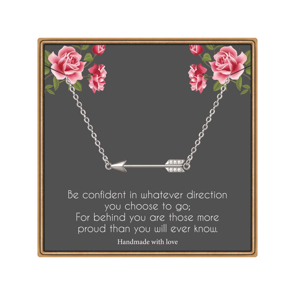 MONOOC 2022 Graduation Gifts for Women - Inspirational Compass & Arrow Pendant Necklace - High School & College Graduation Jewelry Gift for Girls - Perfect for Commencement Ceremonies & Graduation Parties