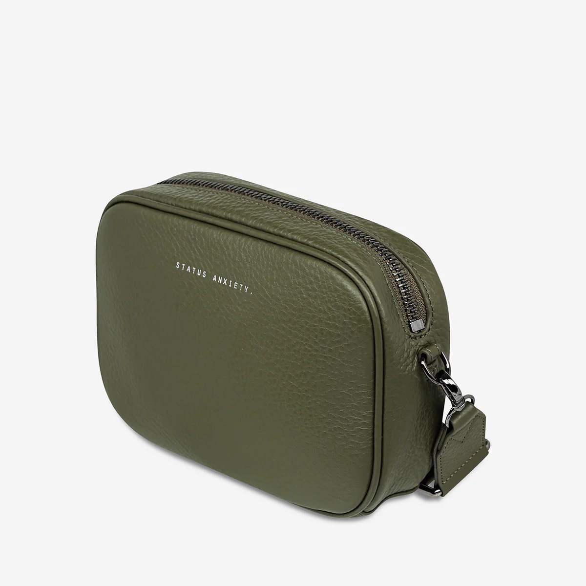 Status Anxiety Plunder Crossbody Bag with Webbed Strap in Khaki | Stylish Everyday Purse for Women, Perfect for Work, Travel & Casual Outings
