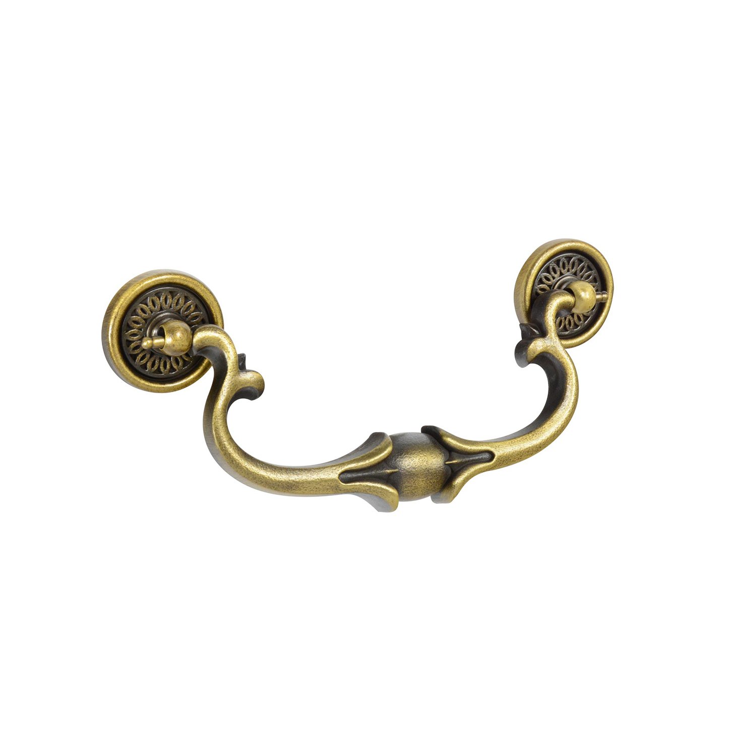 CKP Brand Wilmont Collection Antique Brass Furniture Bail Pull - Vintage Cabinet & Drawer Handle for Kitchen, Bathroom, and Office Furniture