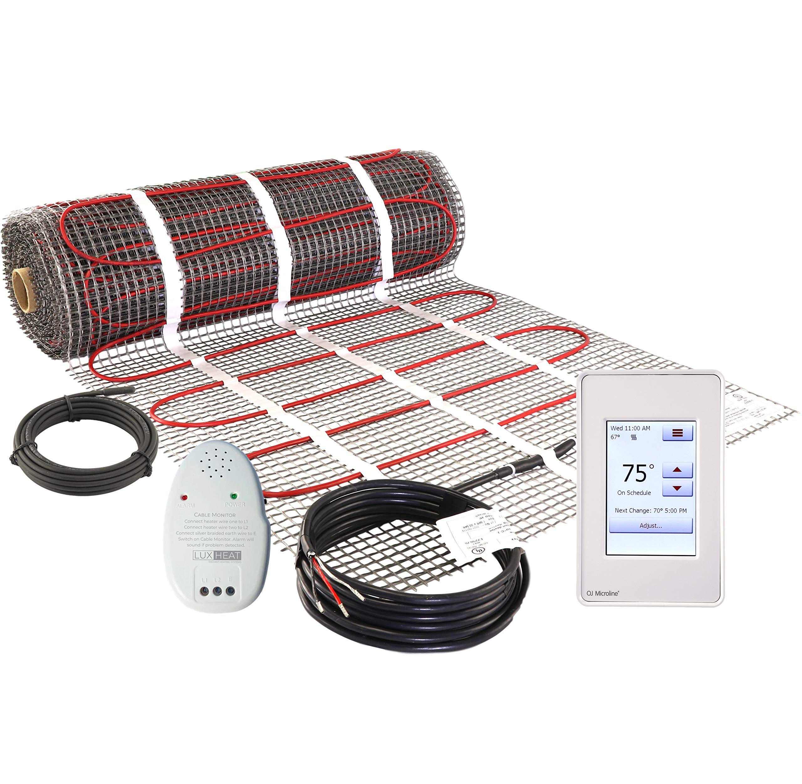 LuxHeat 120 Sqft Electric Radiant Floor Heating Mat Kit - 120V Under Tile, Stone & Laminate Floor Warming System with Programmable Thermostat, GFCI & Sensor - Perfect for Bathroom, Kitchen & Basement Floor Heating