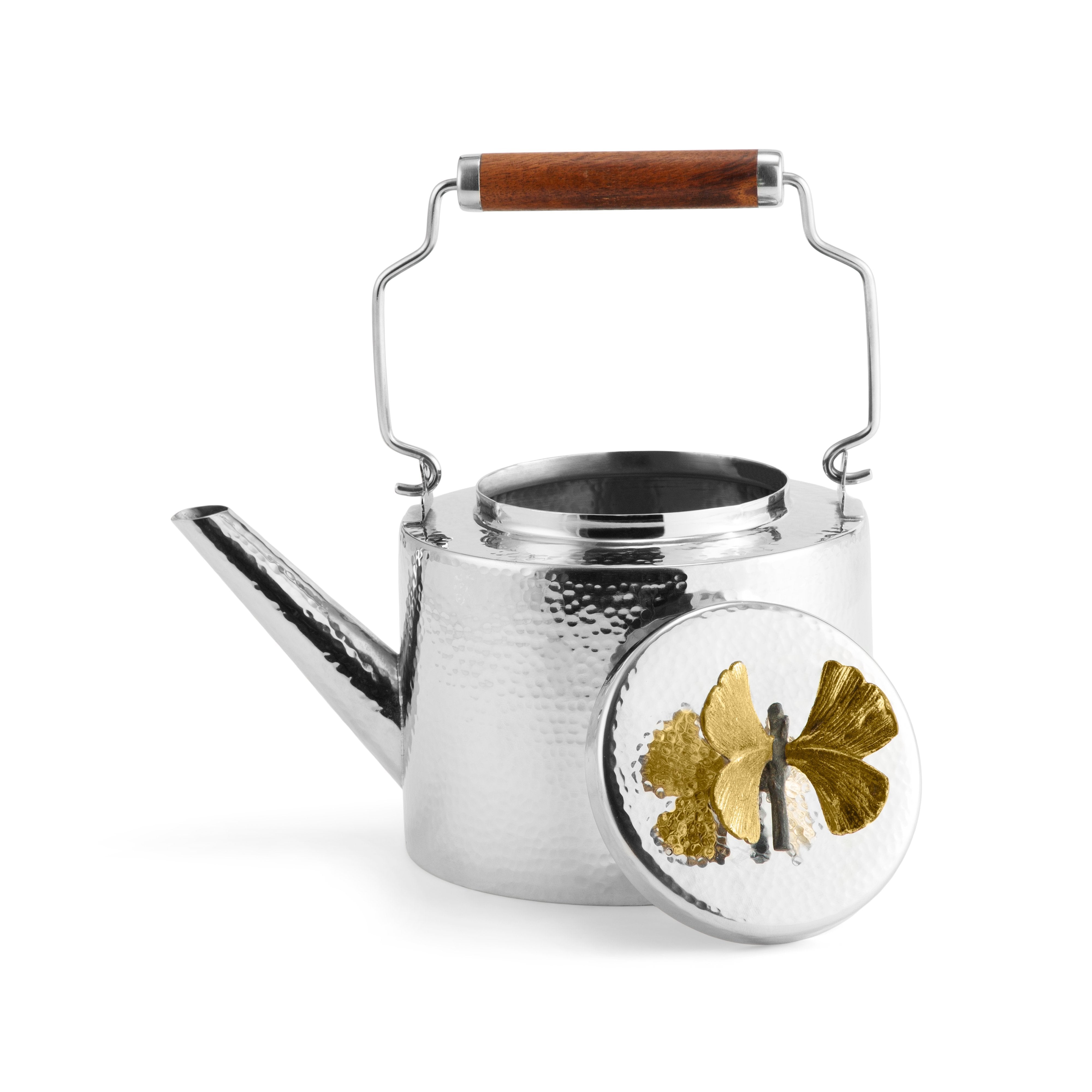 Butterfly Ginkgo Tea Kettle - Elegant Stainless Steel Stovetop Teapot for Home & Office Use - Perfect for Brewing Herbal Tea, Coffee & Hot Water