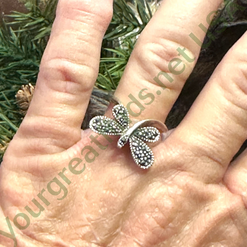 Sterling Silver Marcasite Butterfly Ring - Size 7.5 - Elegant Jewelry for Women - Perfect Gift for Birthday, Anniversary & Special Occasions