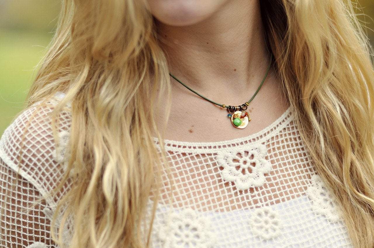 14K Gold OM Pendant Necklace with Genuine Turquoise Stone - Spiritual Jewelry for Meditation, Yoga & Boho Fashion